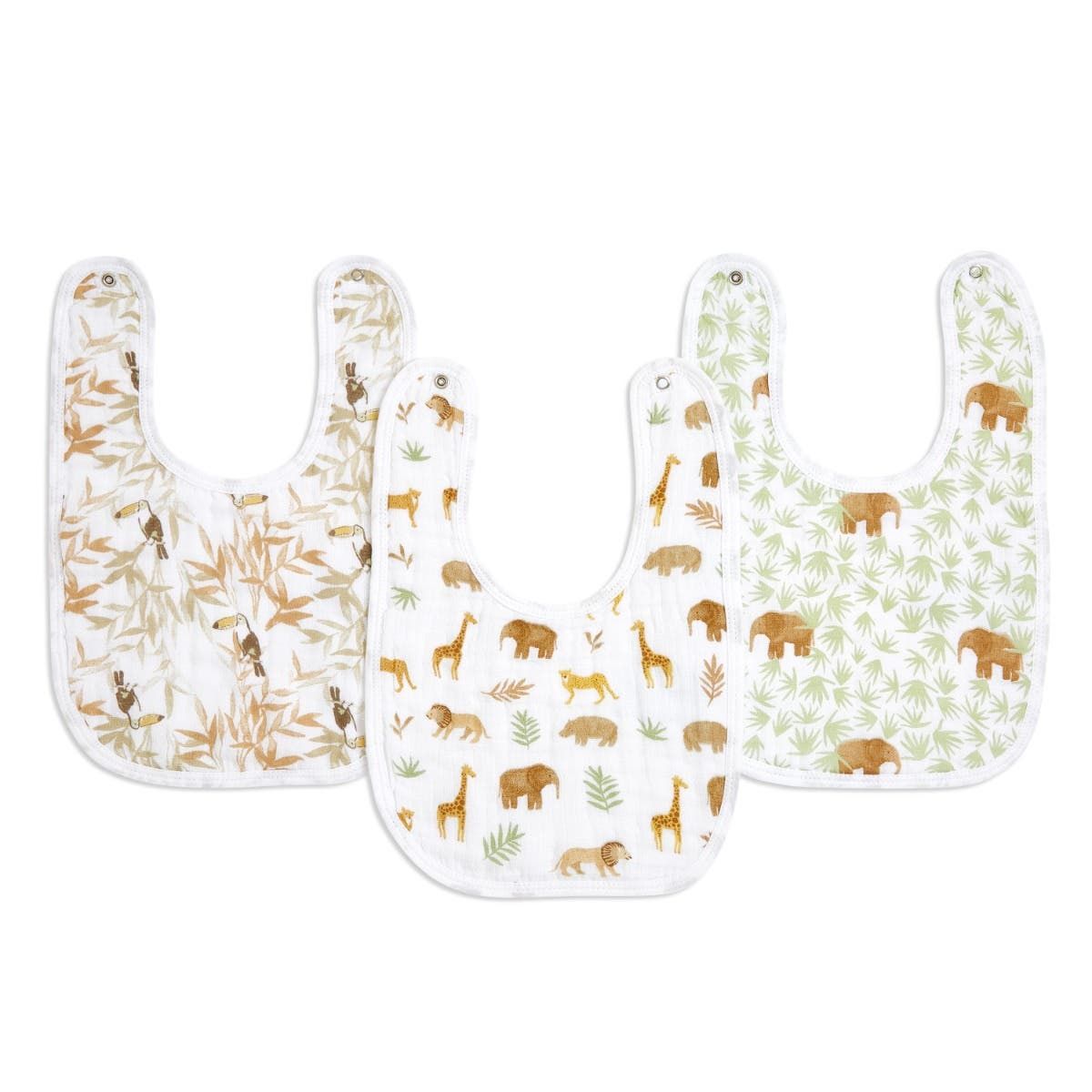 Essentials Cotton Muslin Snap Bibs 3 Pack