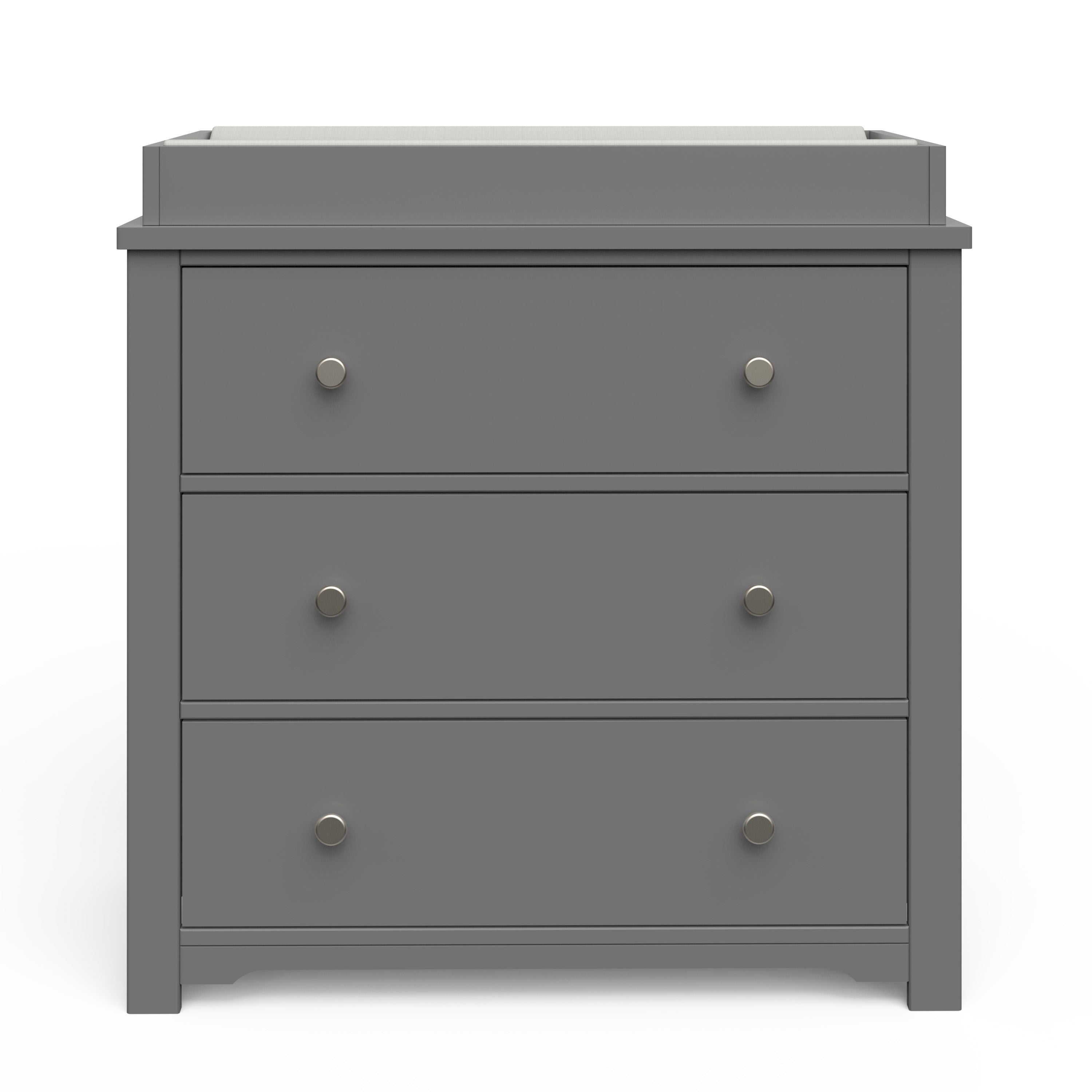 Harmony 3-Drawer Dresser With Changing Table Topper, Cool Gray