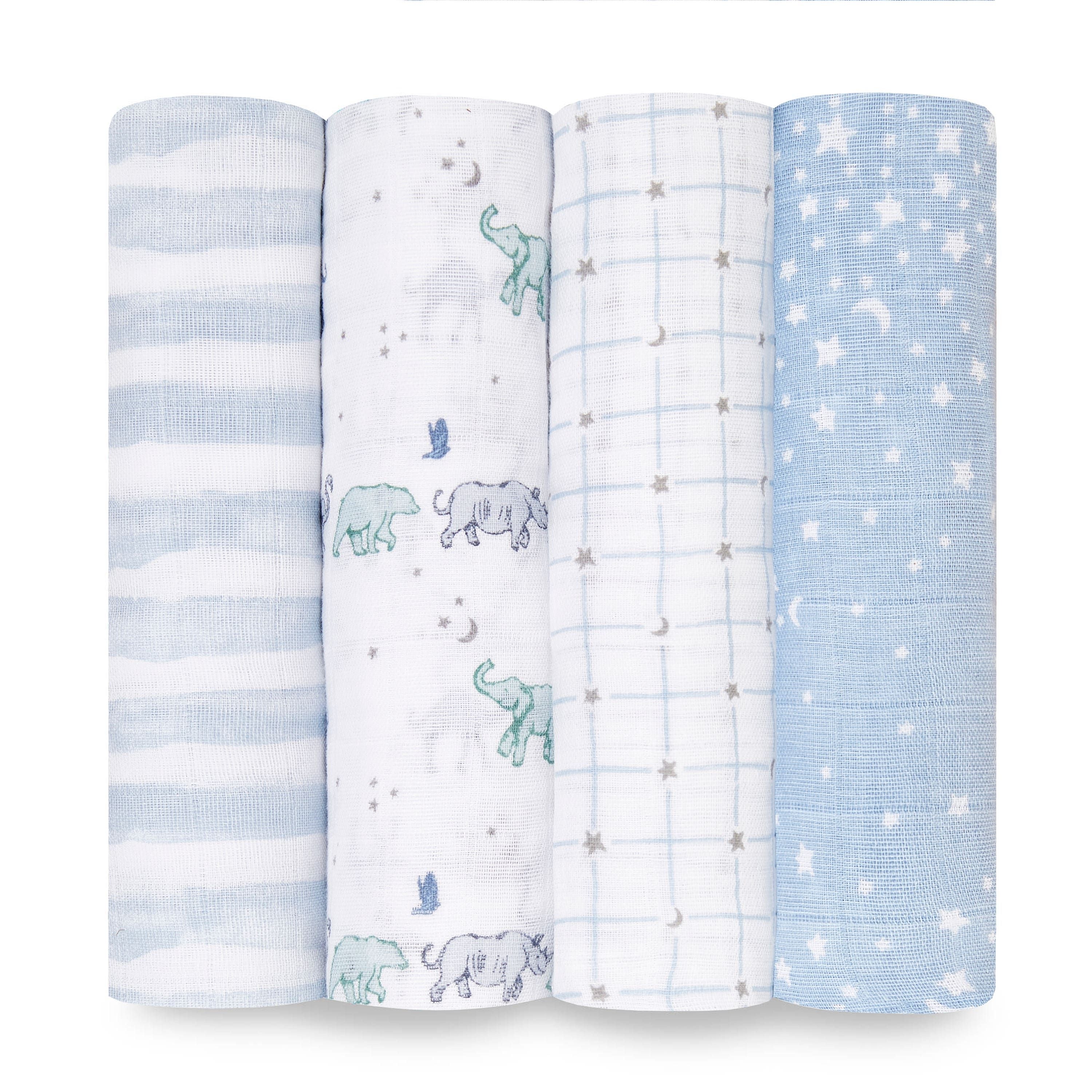 Boutique 100% Cotton Muslin Swaddle Blanket 4 Pack