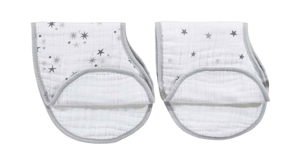 Boutique 100% Cotton Muslin Burpy Bibs 2 Pack