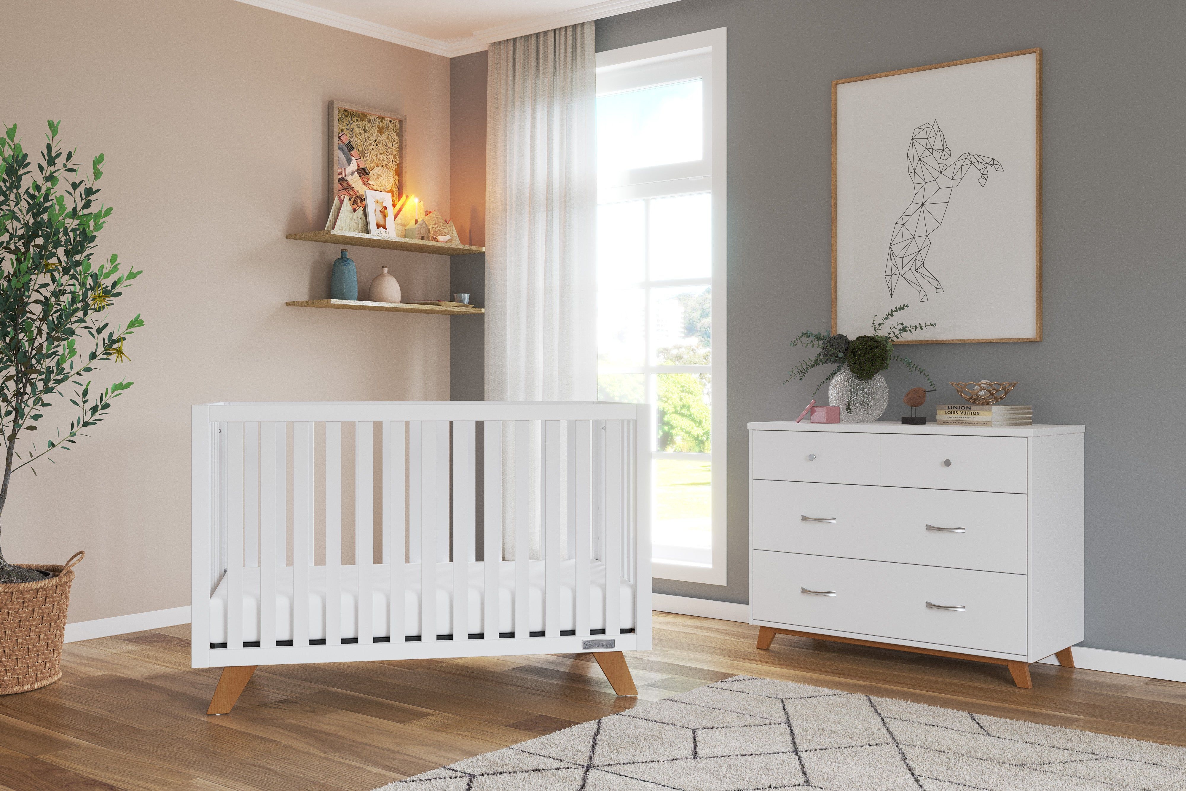 Soho 3-Drawer Dresser, White/Natural