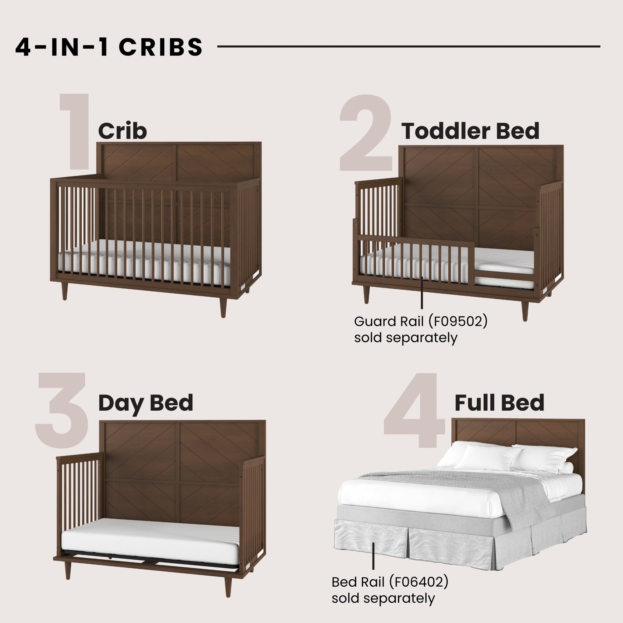 Surrey Hill 4-in-1 Convertible Crib, Toasted Chestnut