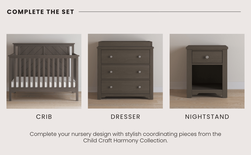 Hampton Flat Top 4-in-1 Convertible Crib, Dapper Gray