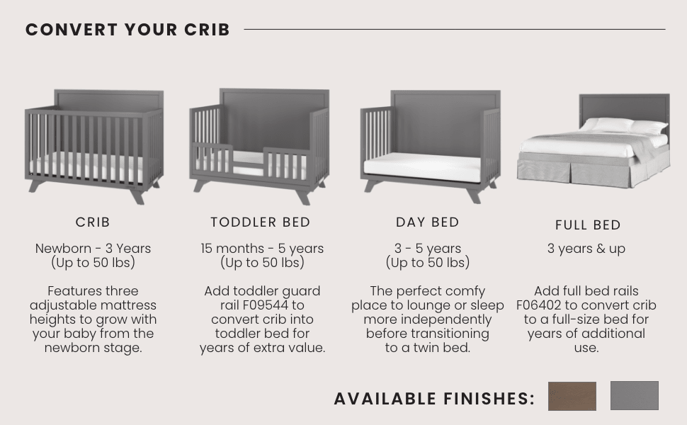 Soho 4-in-1 Flat Top Convertible Crib, Cool Gray