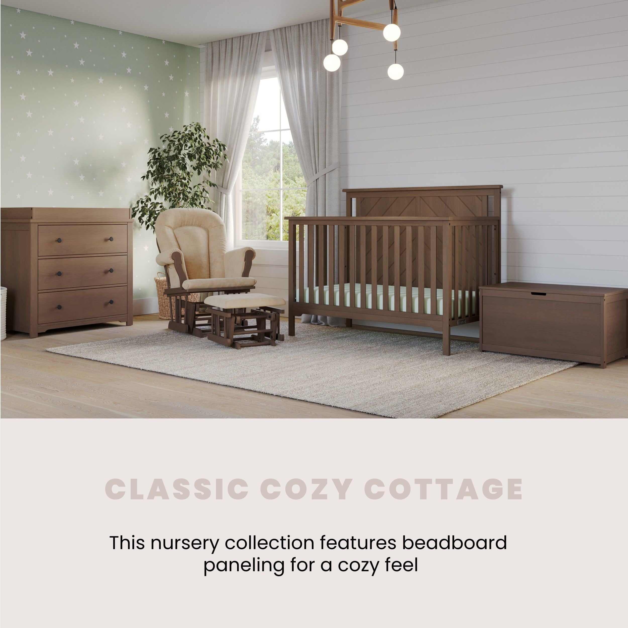 Hampton Flat Top 4-in-1 Convertible Crib, Dusty Heather