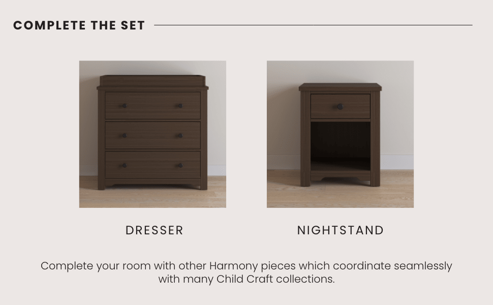 Harmony 3-Drawer Dresser With Changing Table Topper, Brushed Truffle