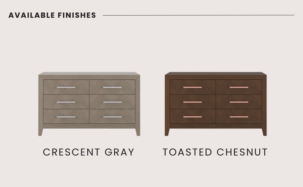 Kieran 6-Drawer Double Dresser, Crescent Gray