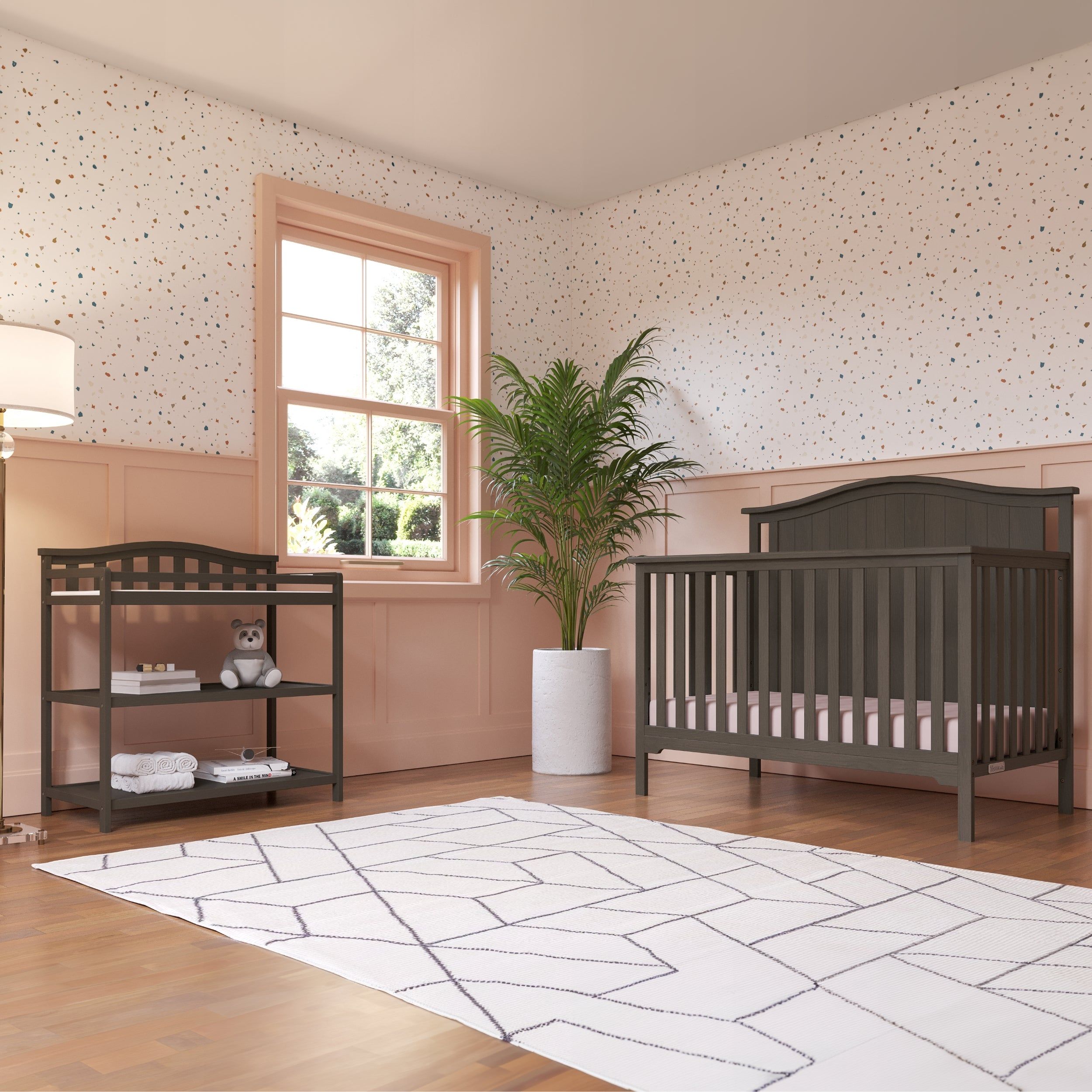 Hampton Arch Top 4-in-1 Convertible Crib, Dapper Grey
