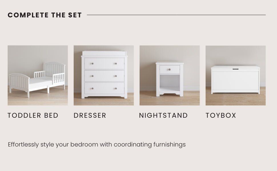 Hampton Toddler Bed, Matte White