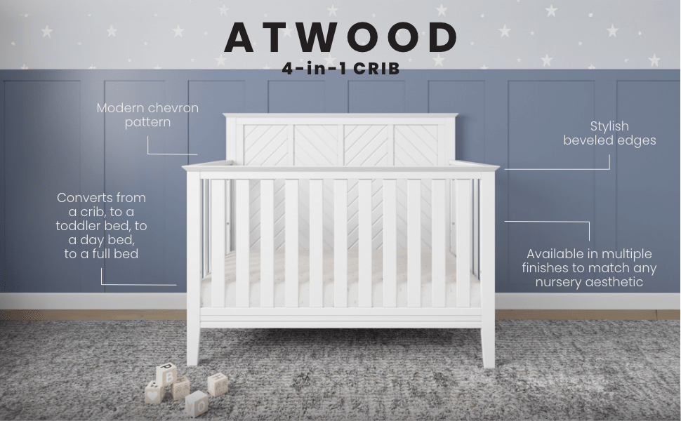 Atwood 4-in-1 Convertible Crib, Matte White
