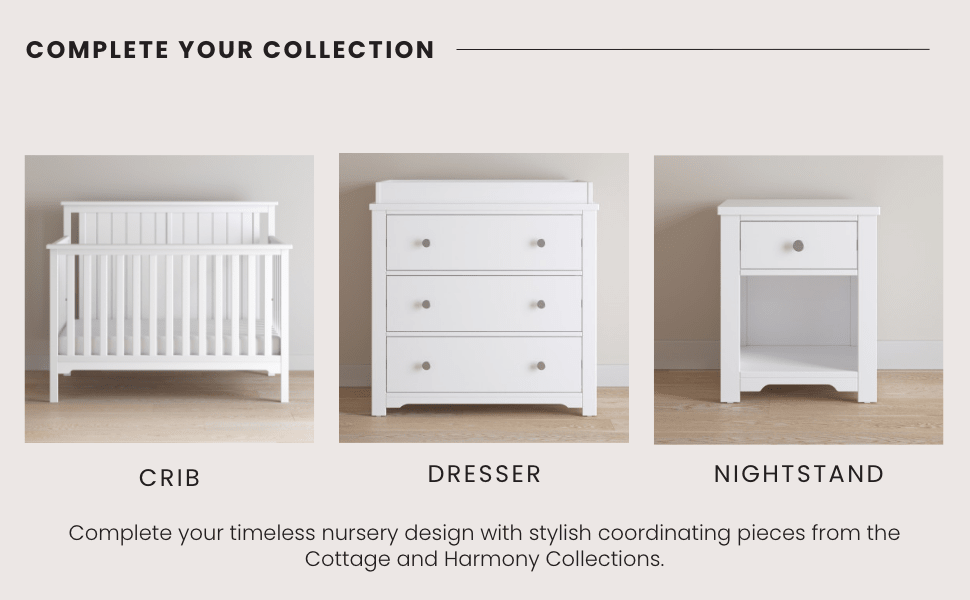 Harmony 3-Drawer Dresser With Changing Table Topper Matte White