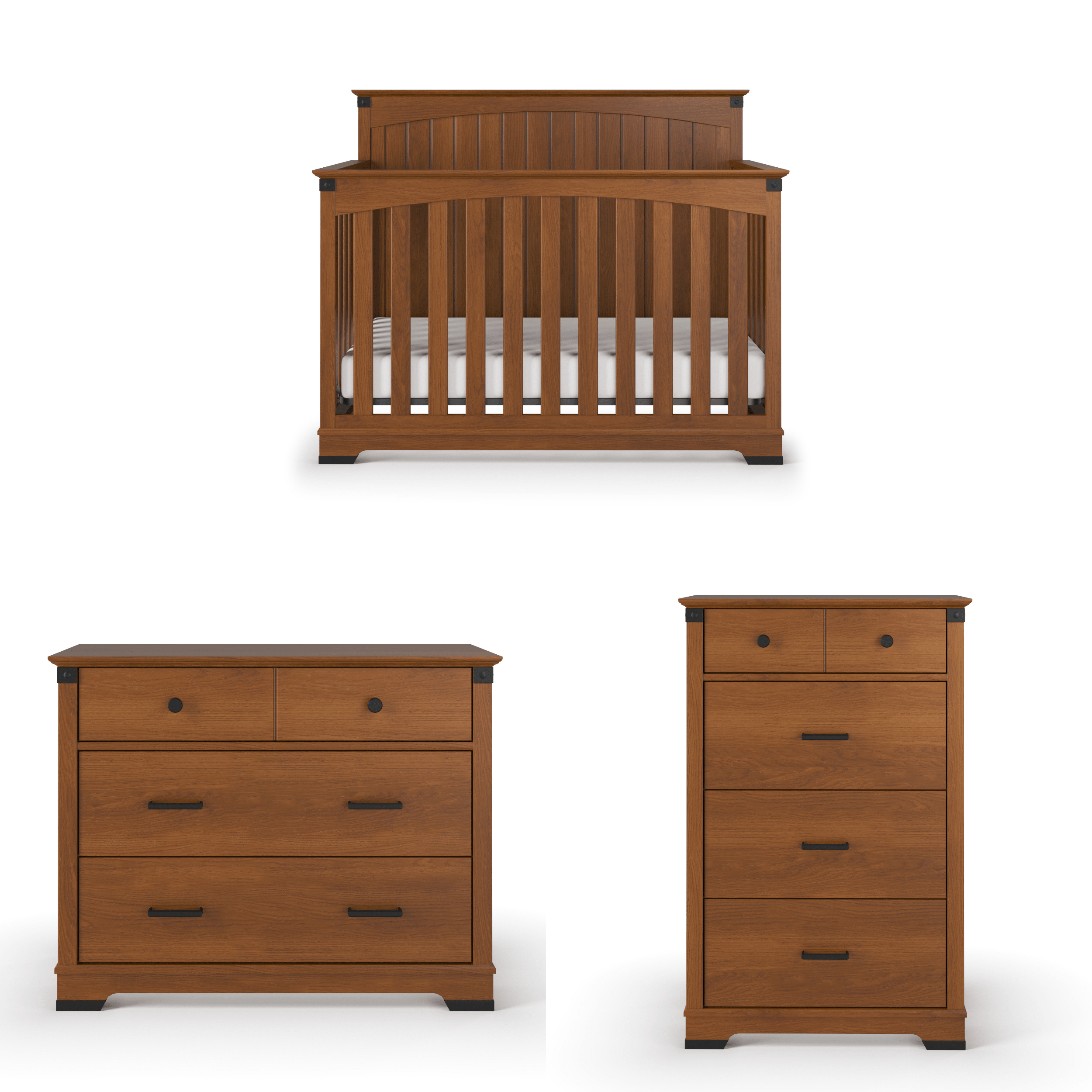 Redmond Full Panel 4-in-1 Convertible Crib, Coach Cherry