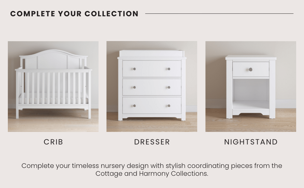 Harmony 3-Drawer Dresser With Changing Table Topper Matte White