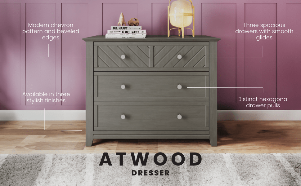 Atwood 3-Drawer Dresser, Lunar Gray