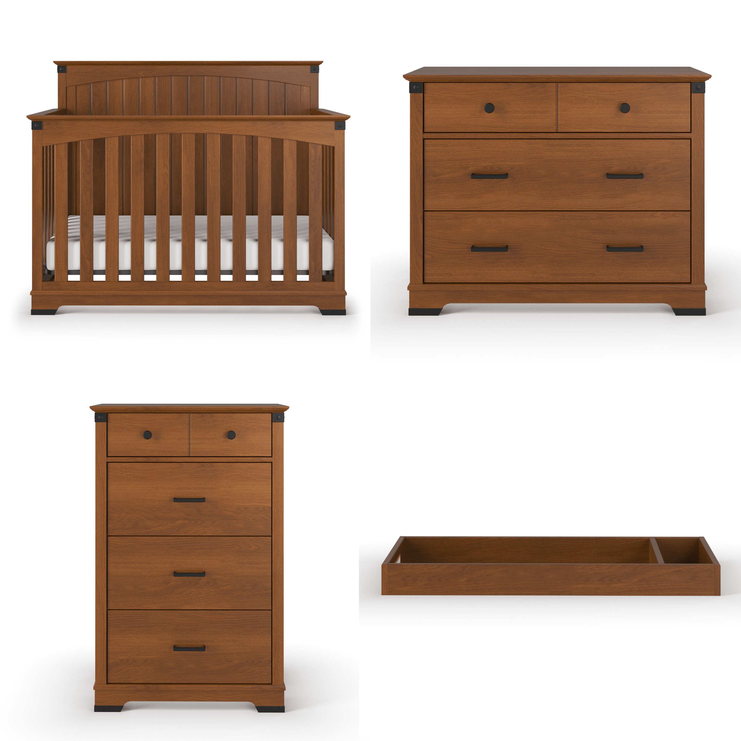 Redmond Full Panel 4-in-1 Convertible Crib, Coach Cherry