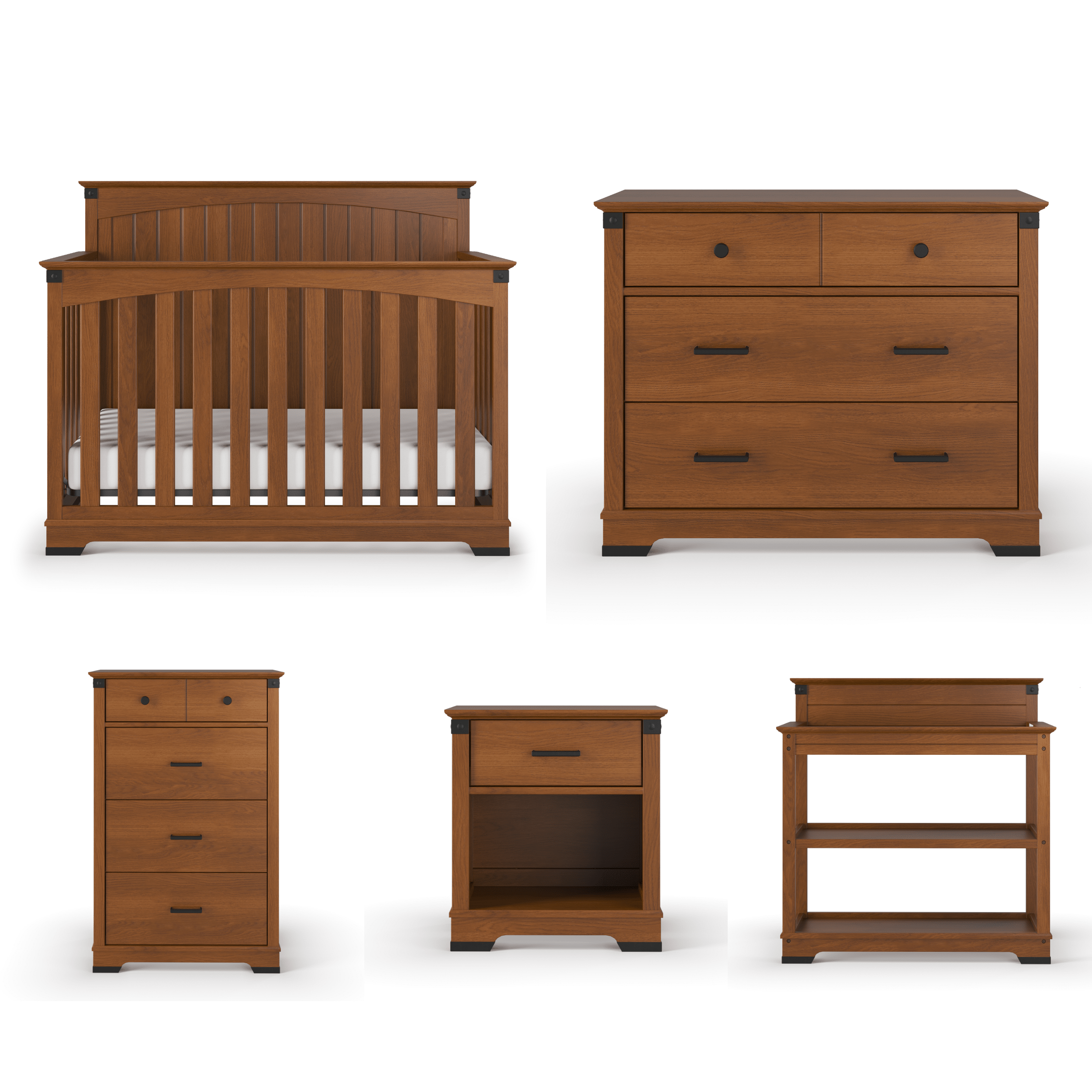Redmond Full Panel 4-in-1 Convertible Crib, Coach Cherry