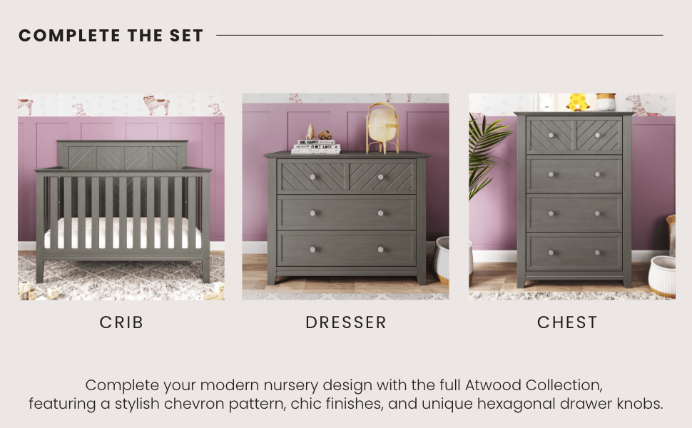 Atwood 4-in-1 Convertible Crib, Lunar Gray