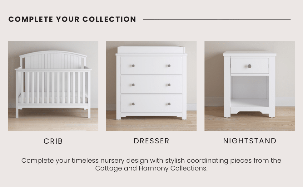Harmony 3-Drawer Dresser With Changing Table Topper Matte White