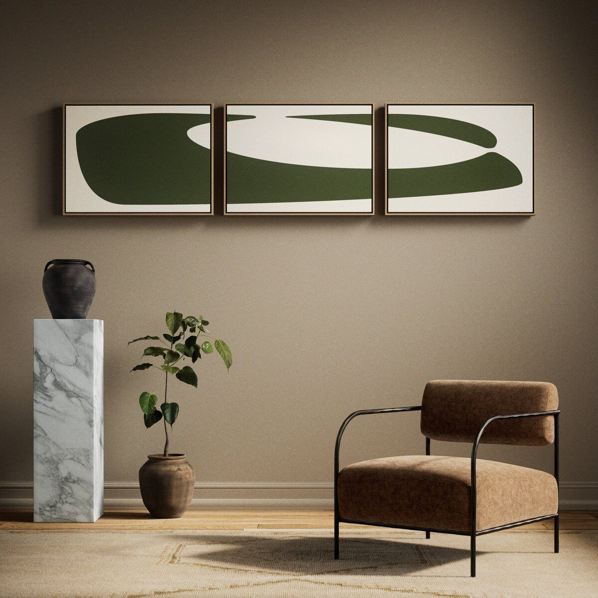 Organic Curves 2 Triptych By Fh Art Studio
