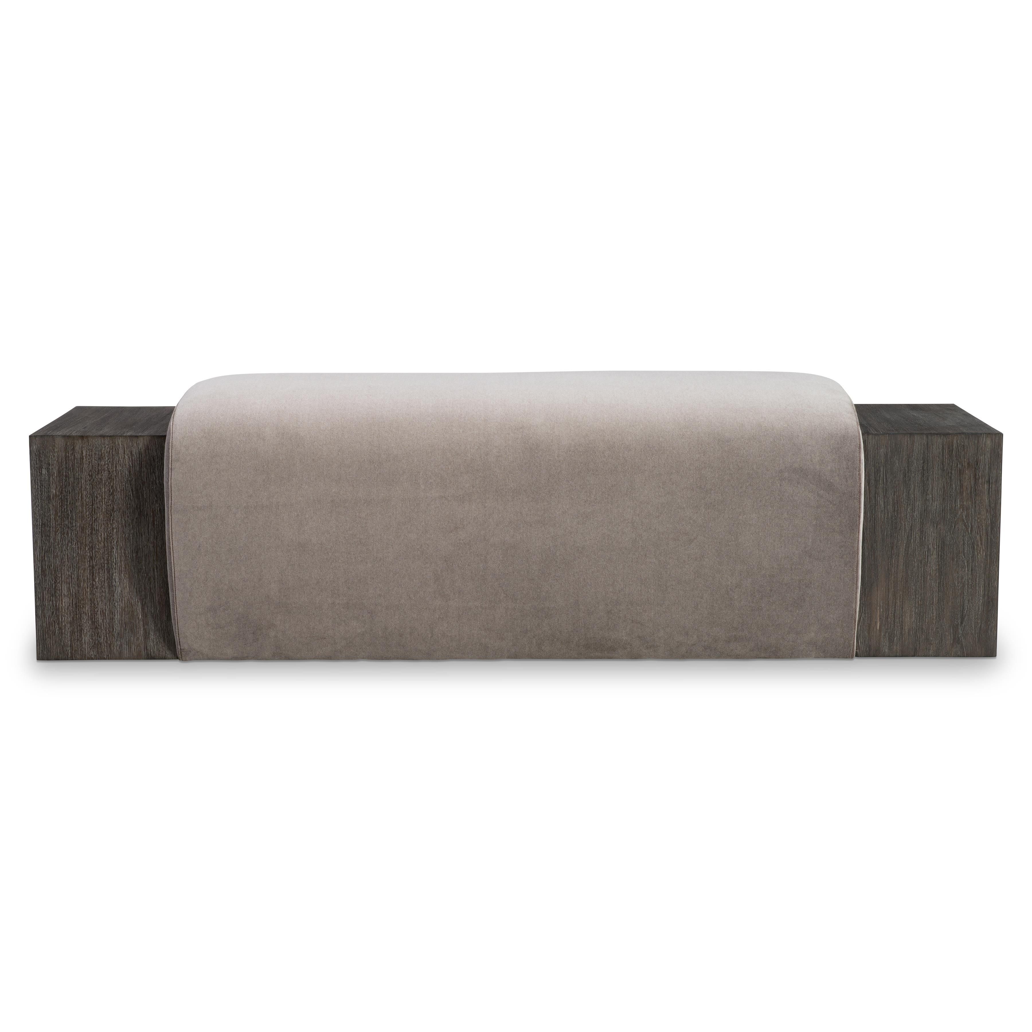 Bernhardt Furniture Belo Bench Upholstered Mahogany Wood Bench