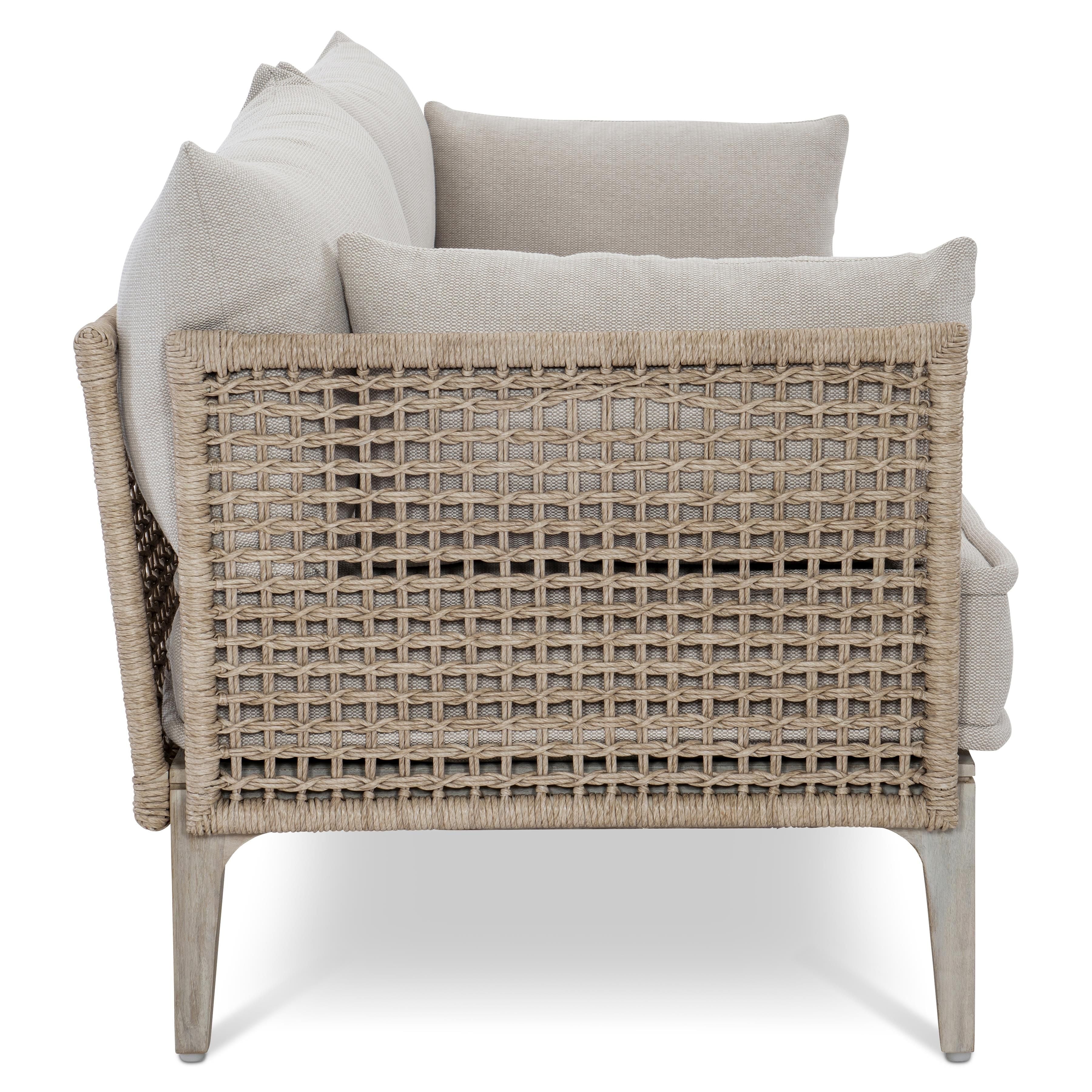 Bernhardt Catalonia Outdoor Sofa with Teak Frame and Wicker