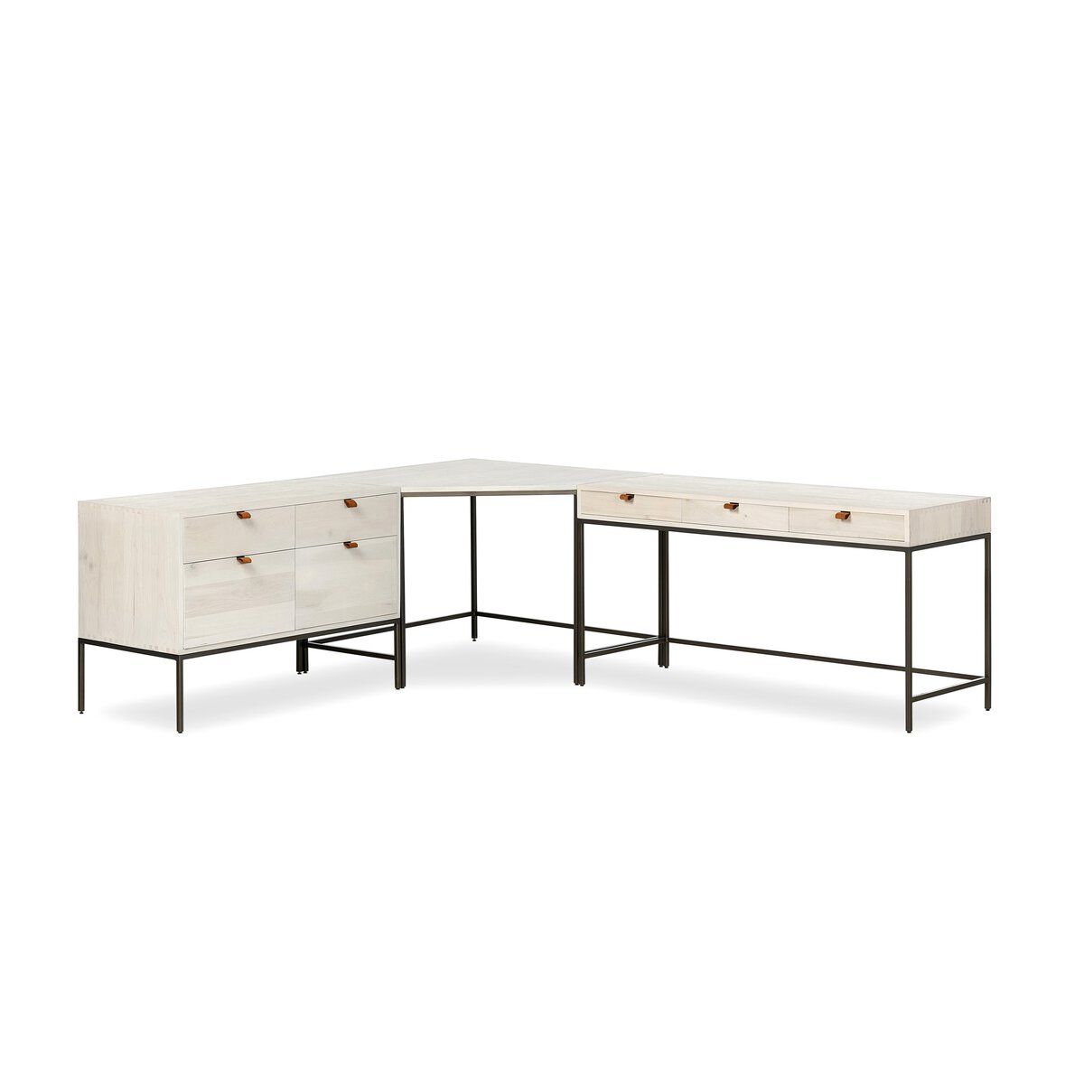 Trey Wide Filing Cabinet Desk System