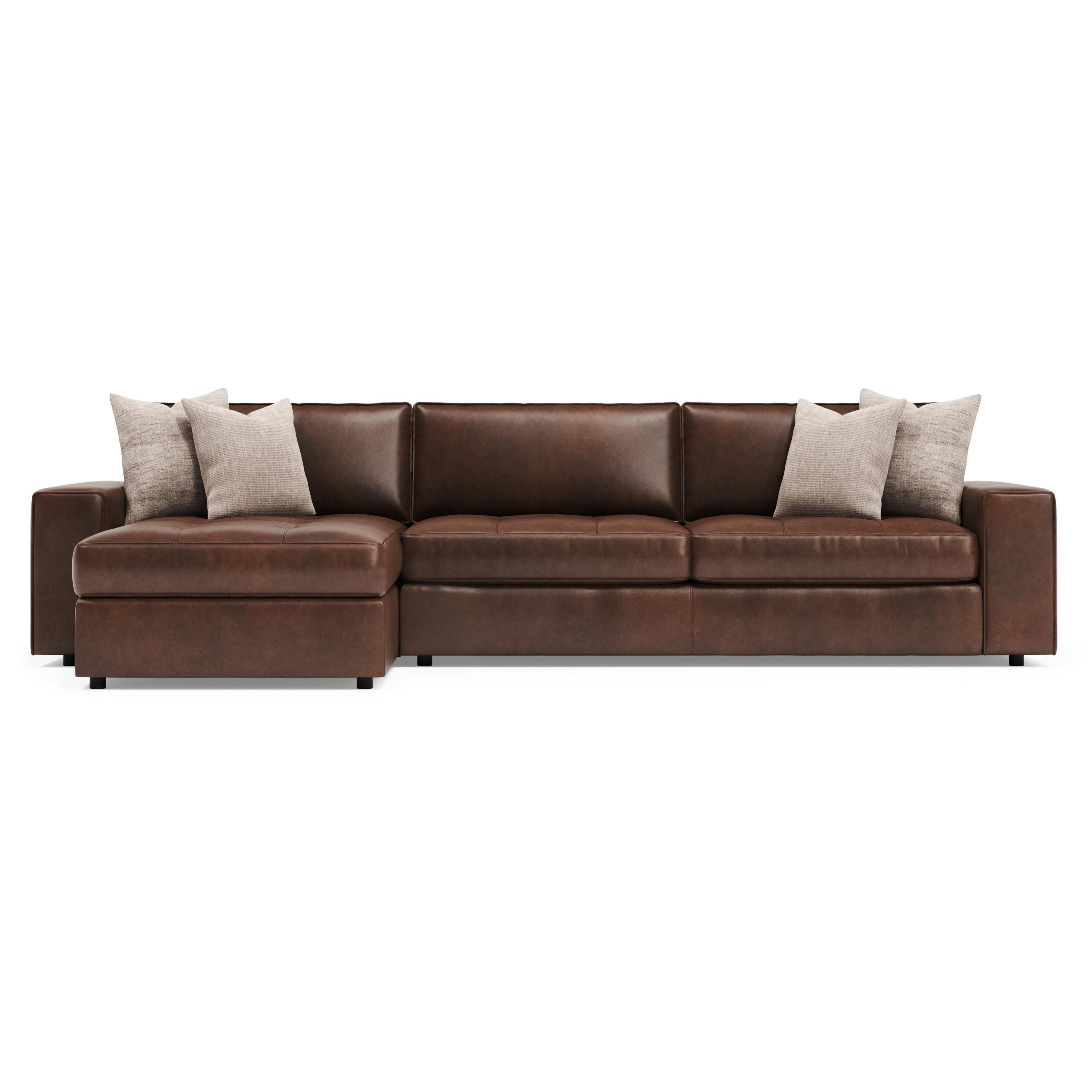 Bernhardt Nest Leather Sectional Sofa with Left Chaise and Right Loveseat