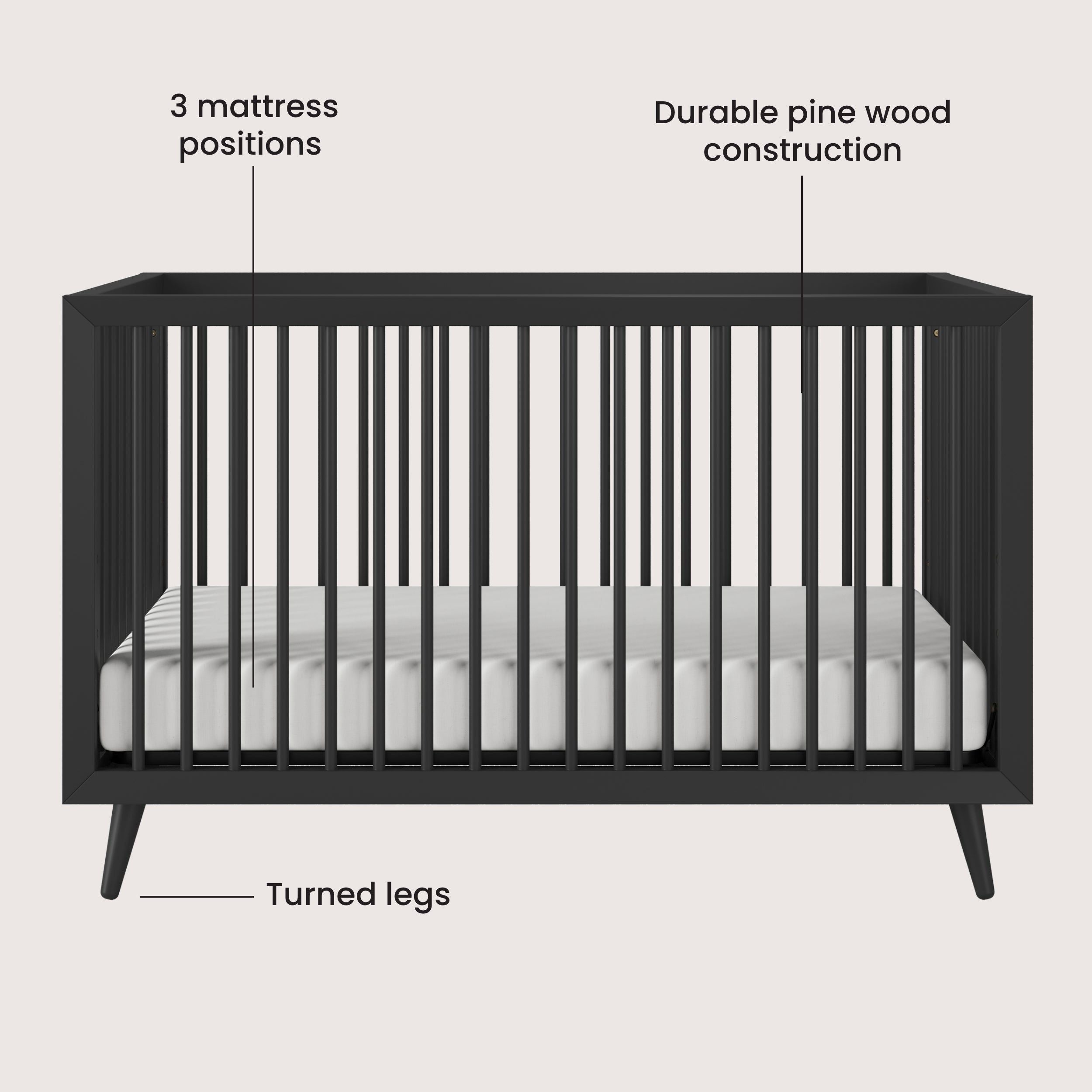 Cranbrook 4-in-1 Convertible Crib, Ebony