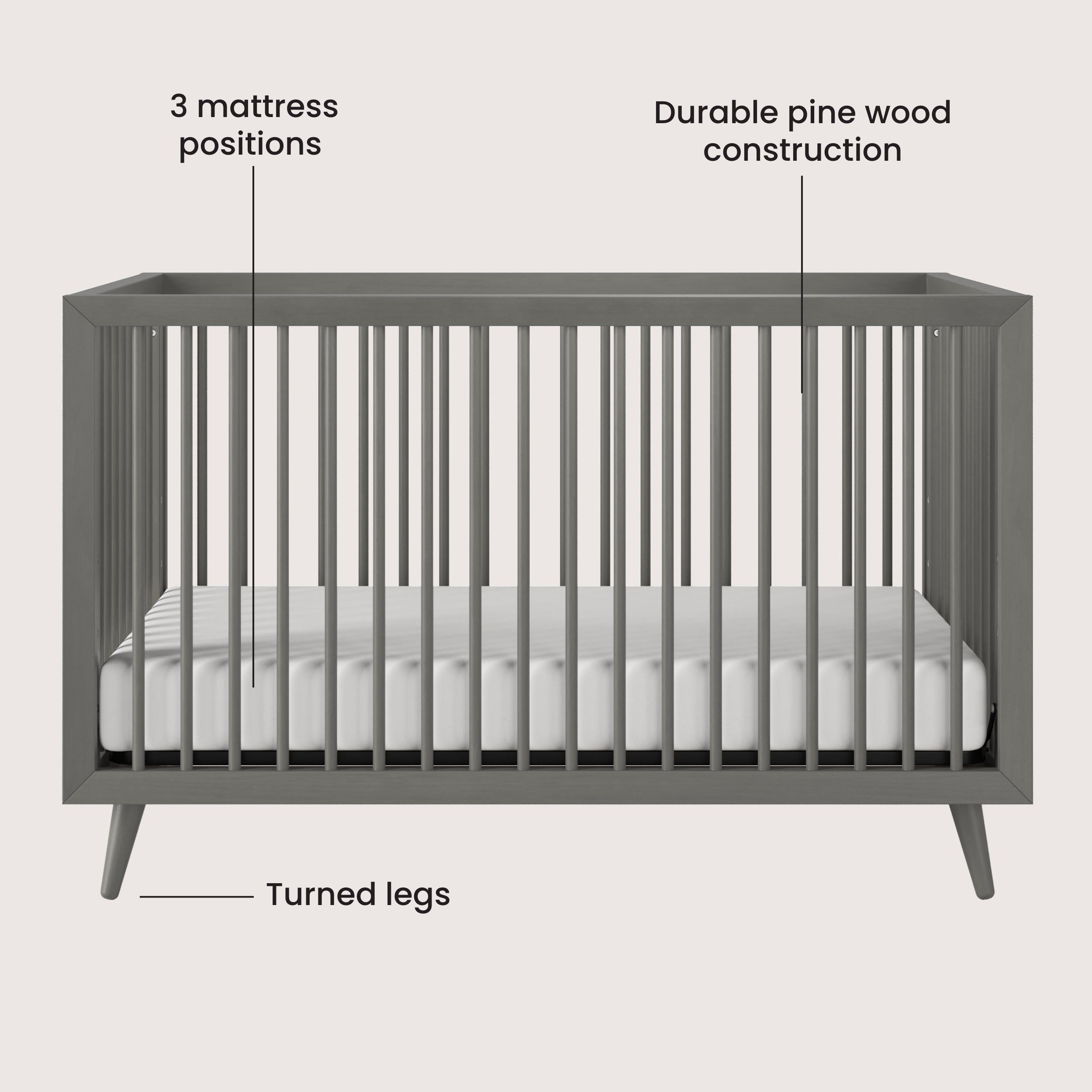 Cranbrook 4-in-1 Convertible Crib, Lunar Gray