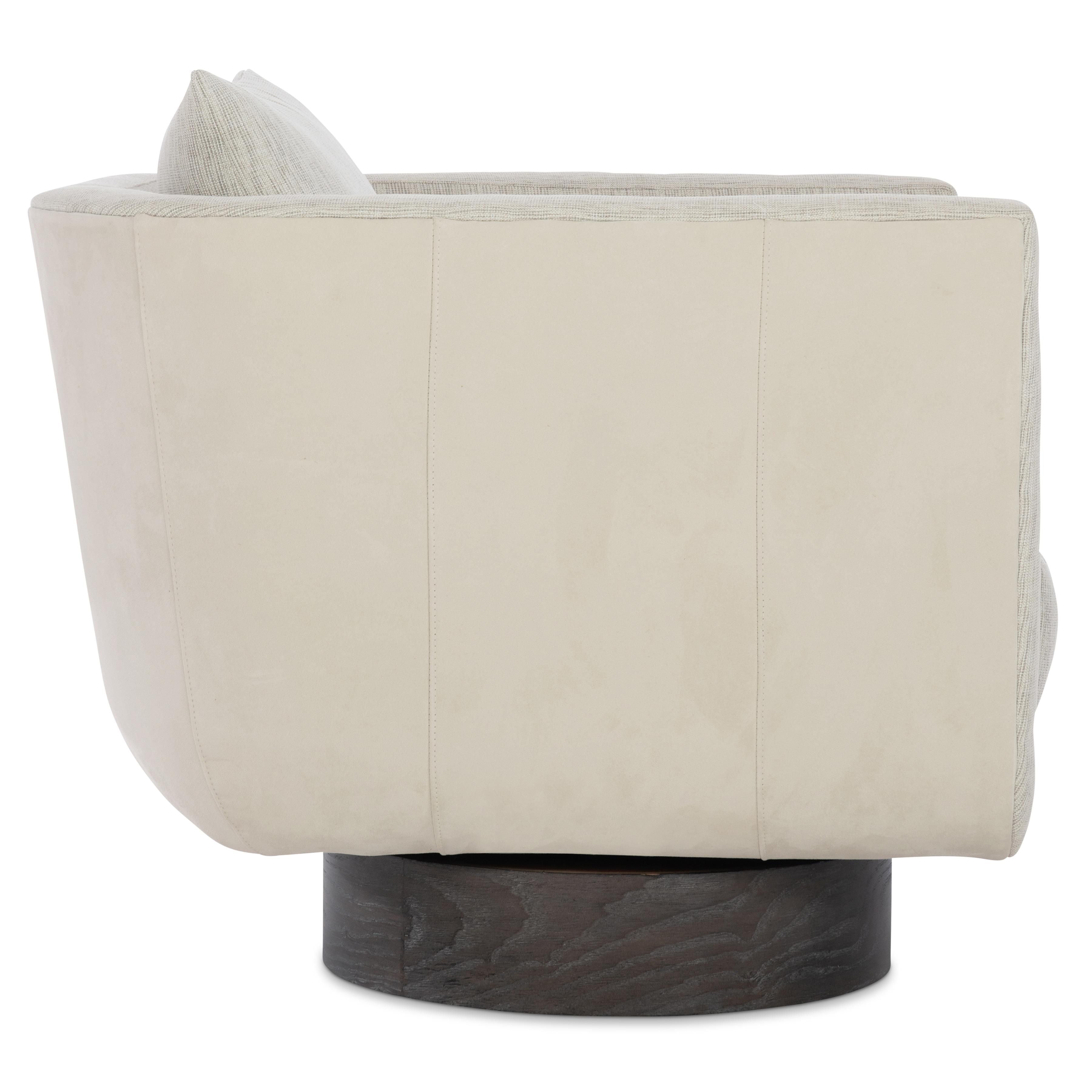 Bernhardt Gemma Leather-Fabric Swivel Chair