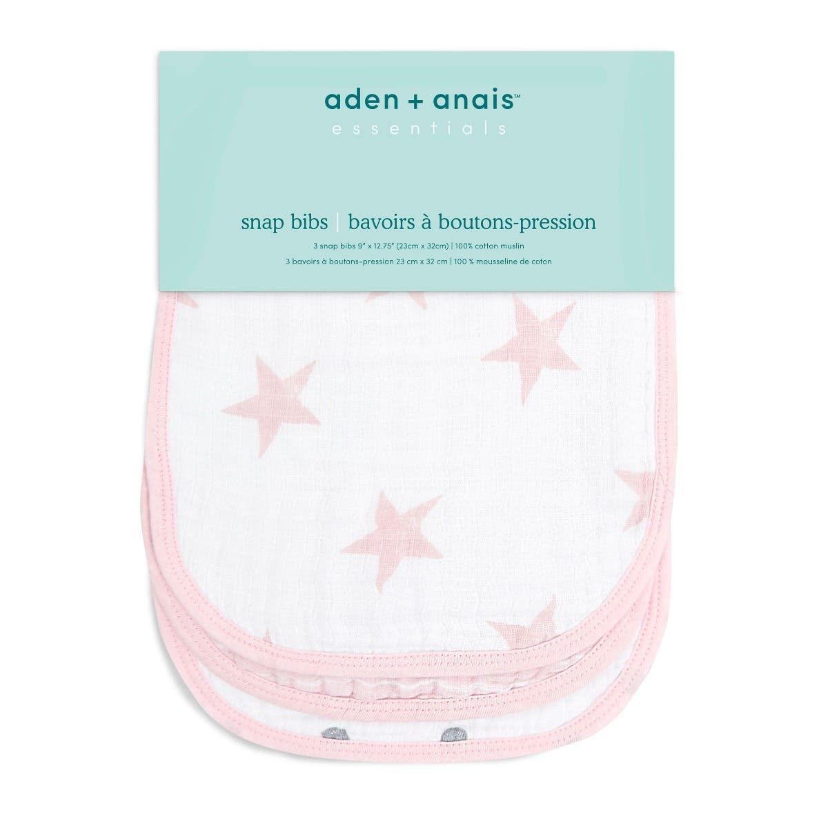 Essentials Cotton Muslin Snap Bibs 3 Pack