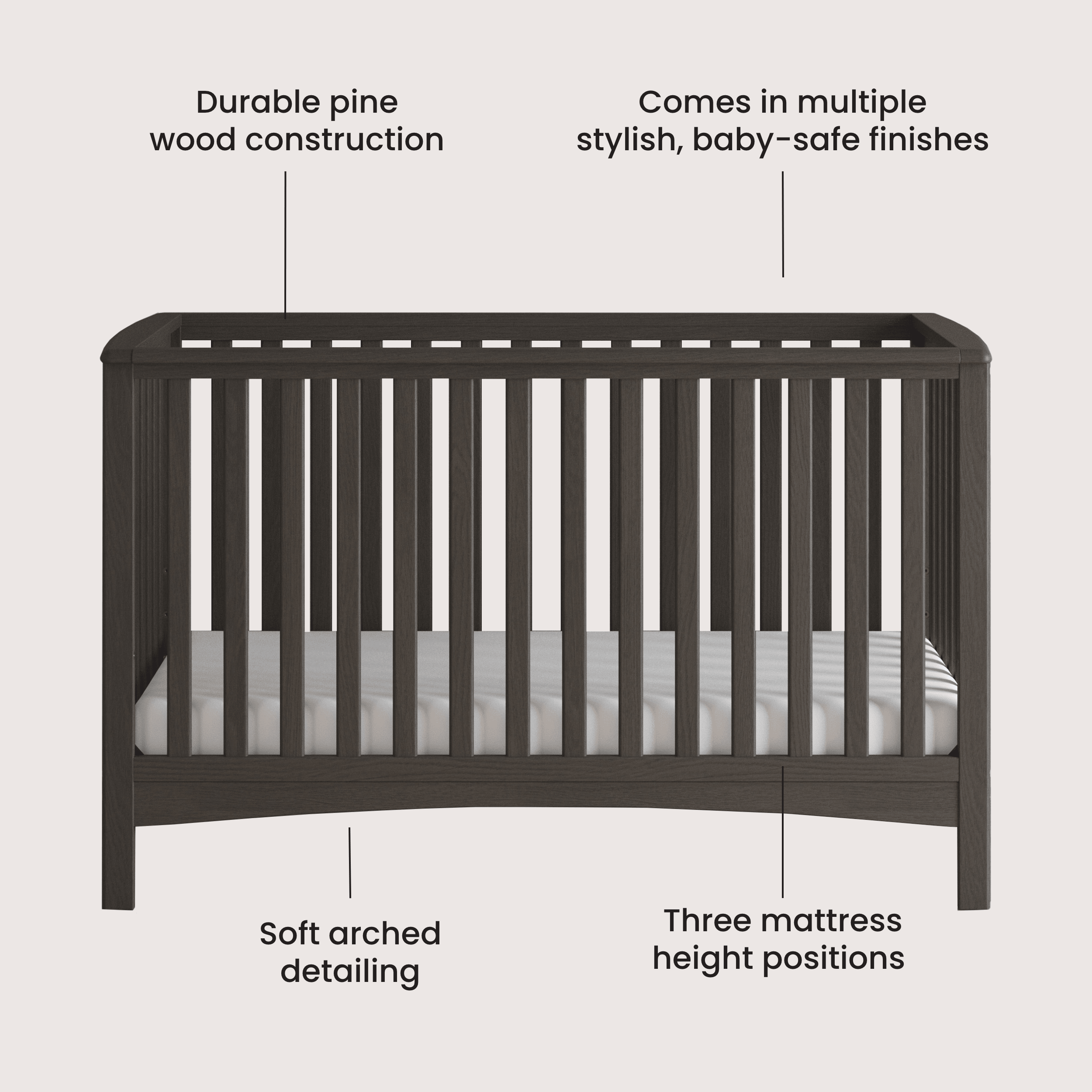 London 4-in-1 Convertible Crib, Dapper Gray