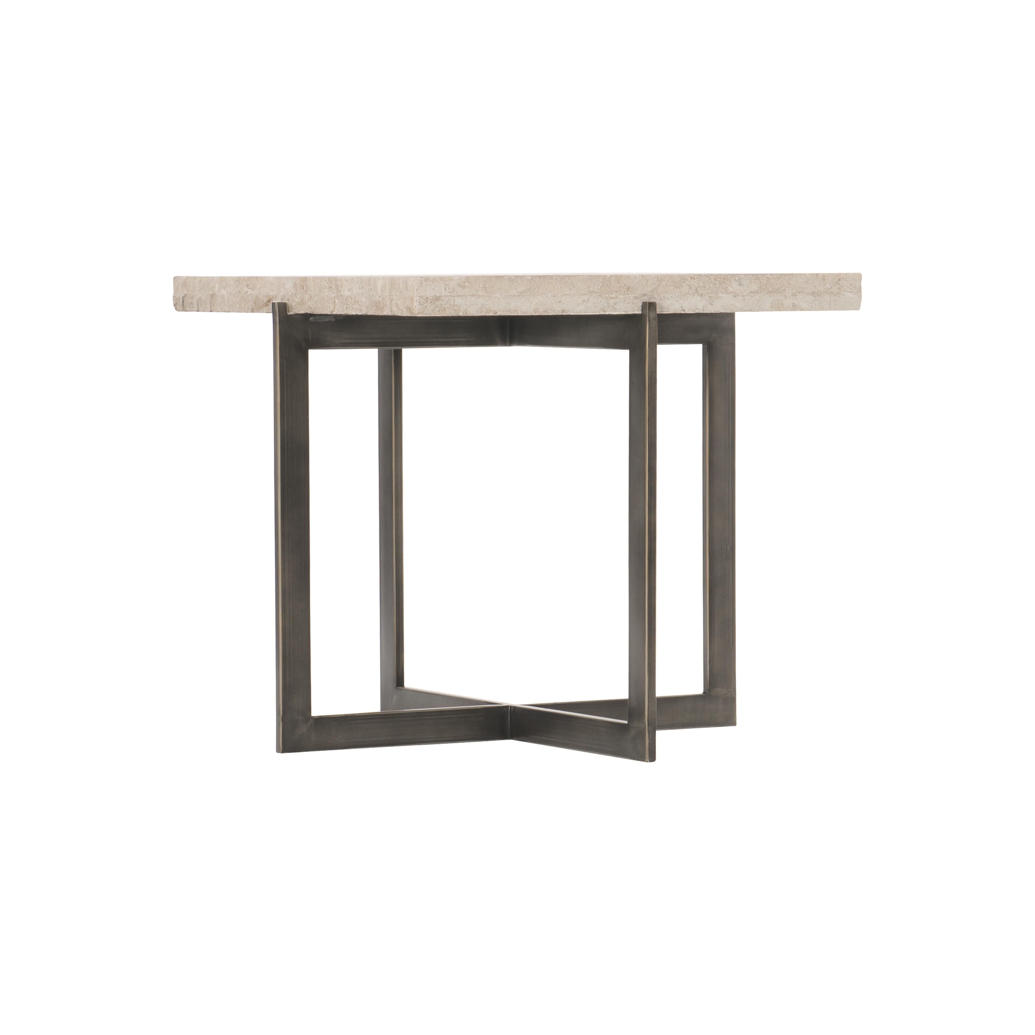 Bernhardt Hathaway Cocktail Table with Travertine Stone and Steel Base