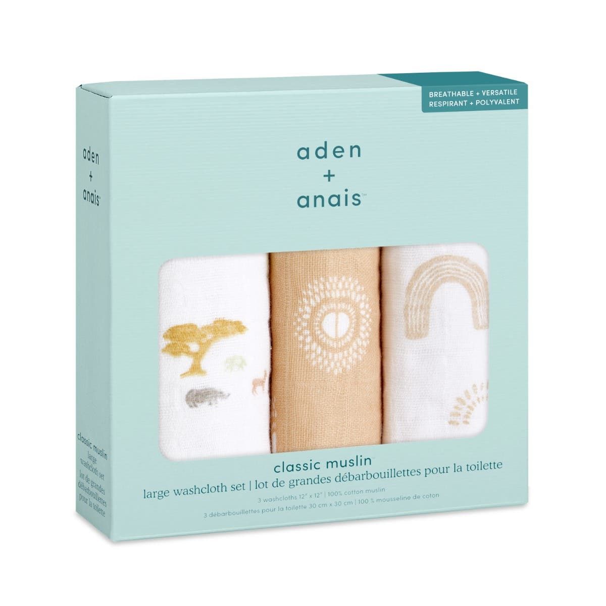 Boutique 100% Cotton Muslin Oversized Washcloths 3 Pack