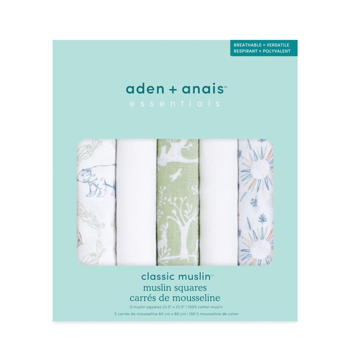 Essentials Cotton Muslin Musy Squares 5 Pack