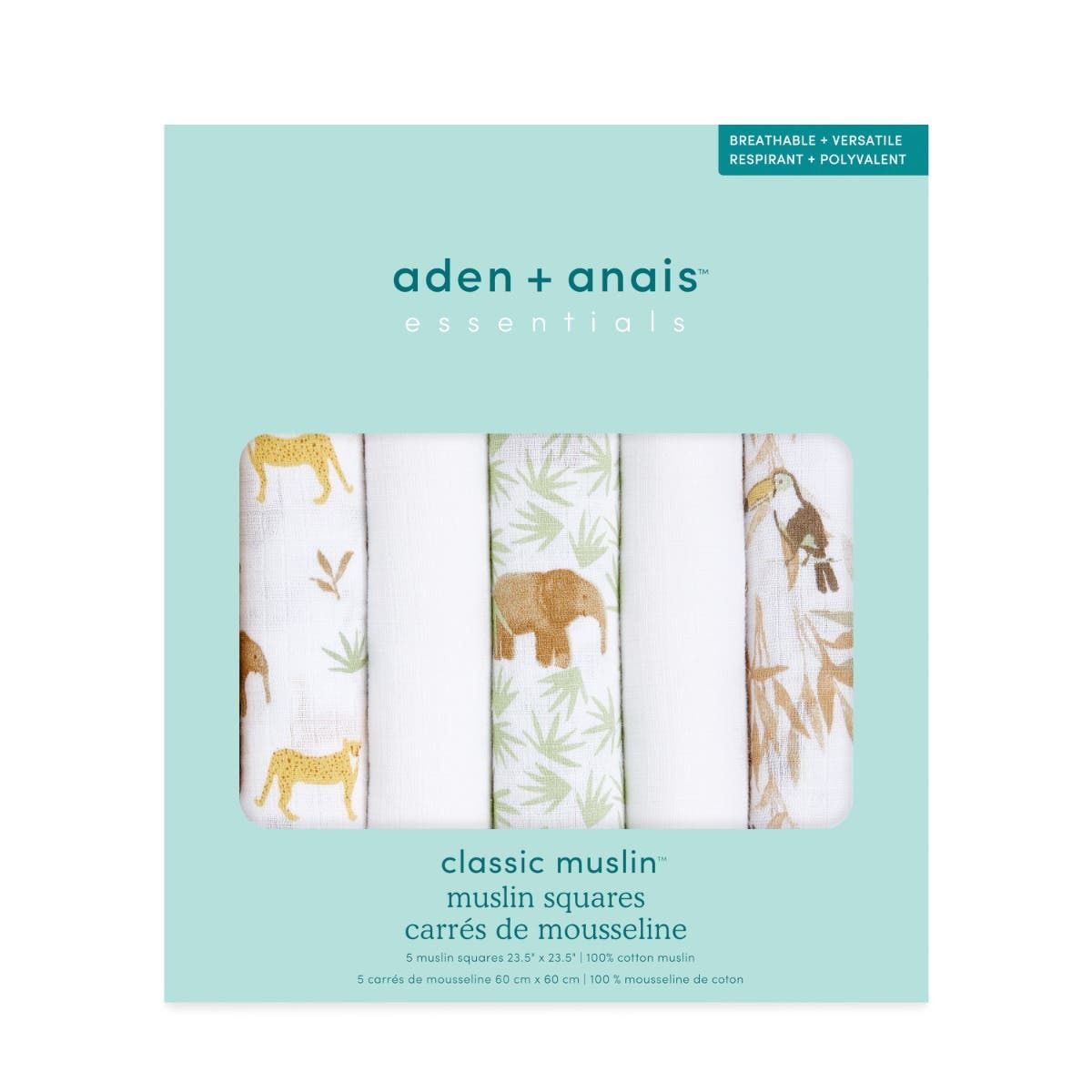 Essentials Cotton Muslin Musy Squares 5 Pack