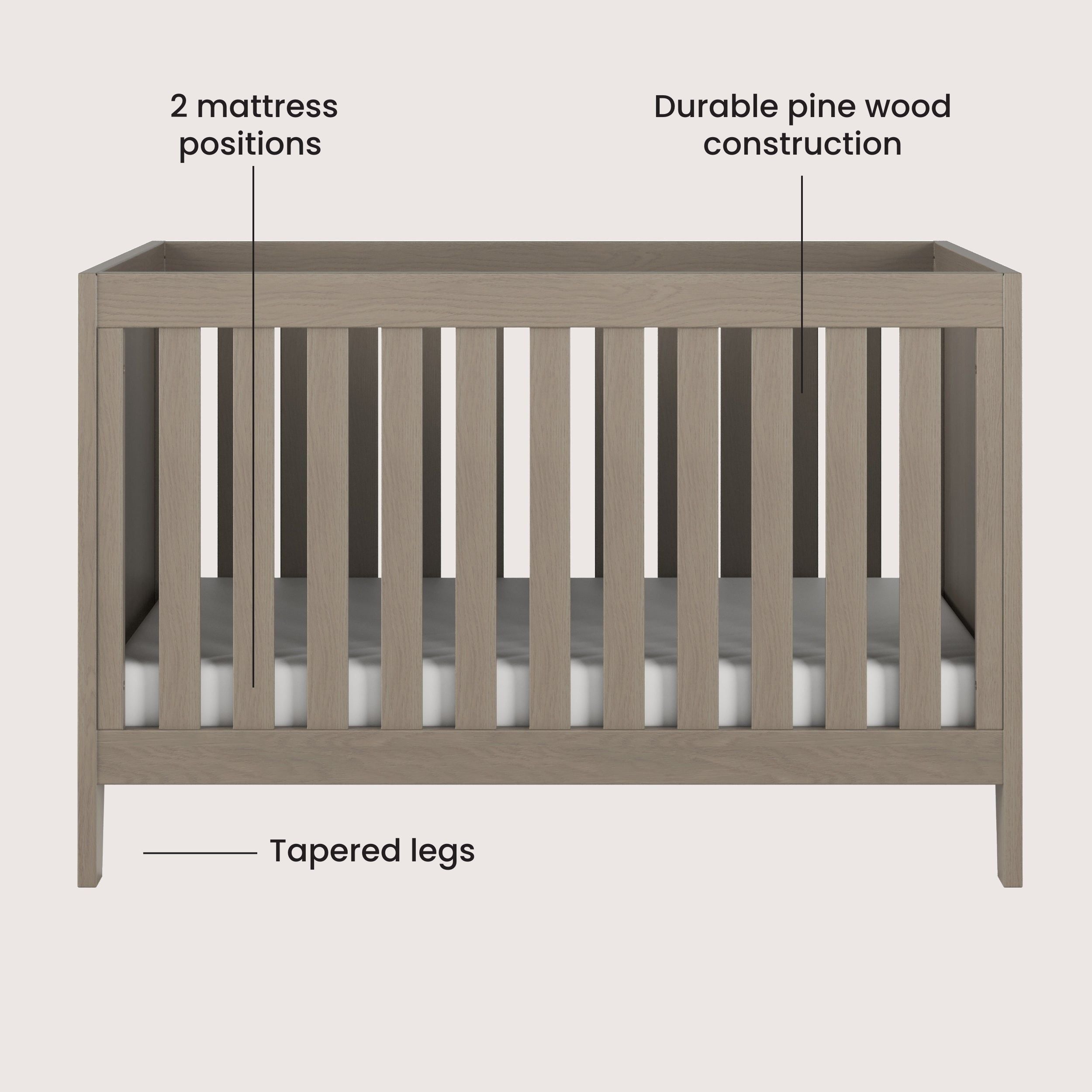 Kieran 3-in-1 Convertible Crib, Crescent Gray
