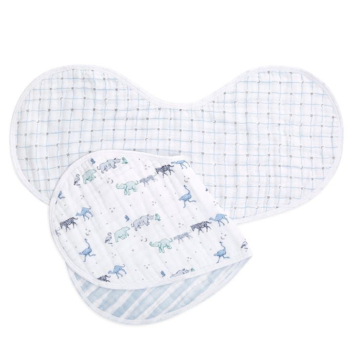 Boutique 100% Cotton Muslin Burpy Bibs 2 Pack