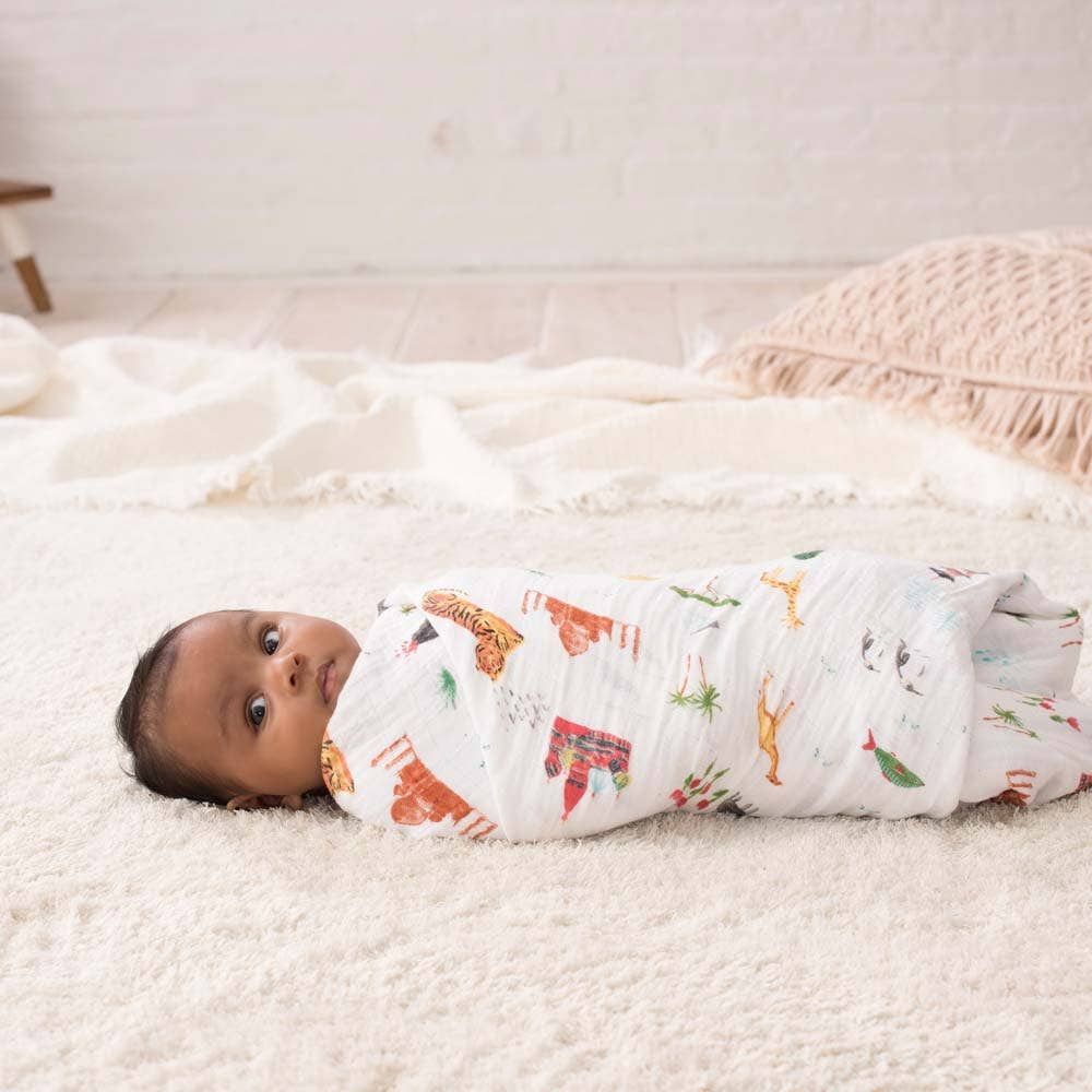 Boutique 100% Cotton Muslin Swaddle Blanket 4 Pack