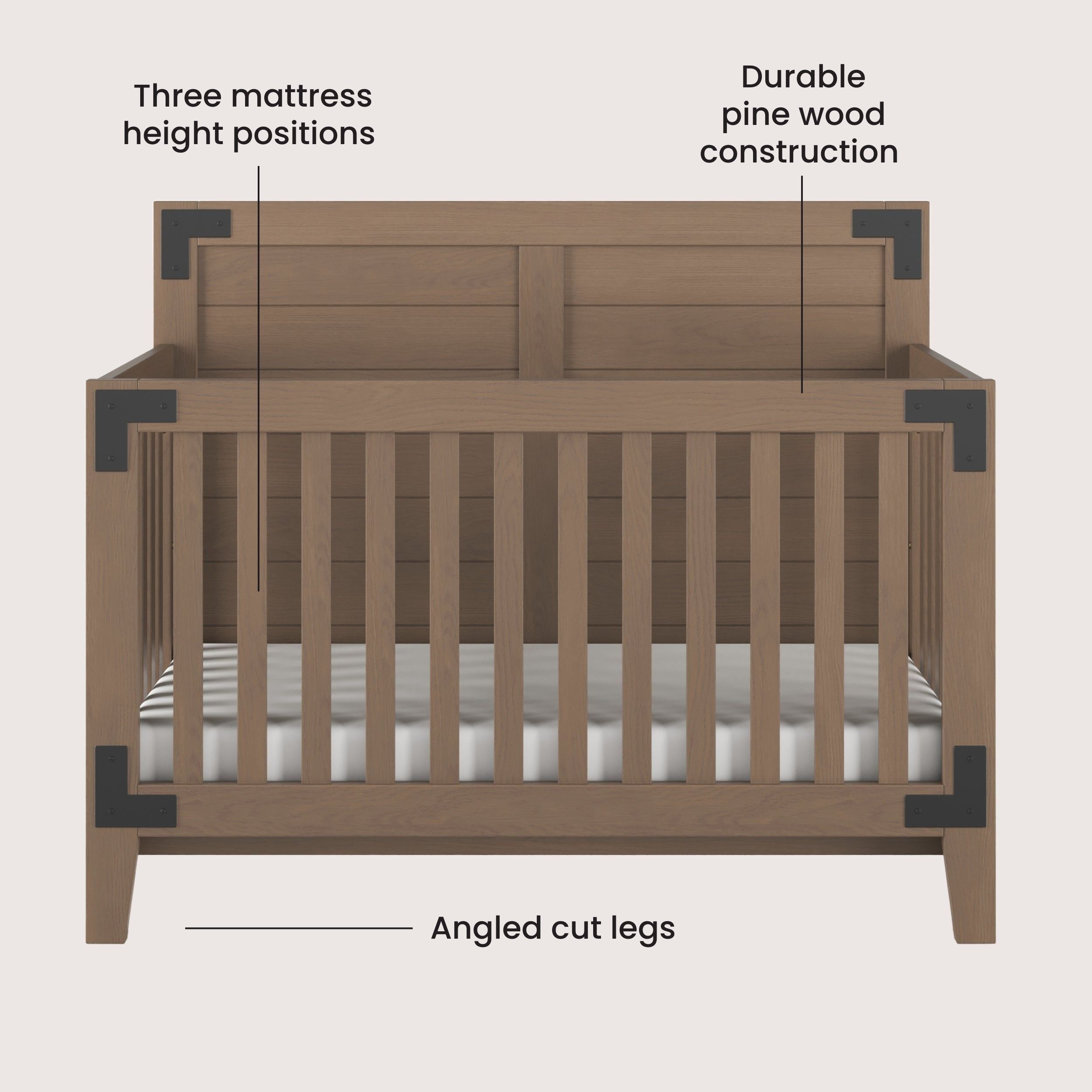 Lucas 4-in-1 Convertible Crib, Dusty Heather
