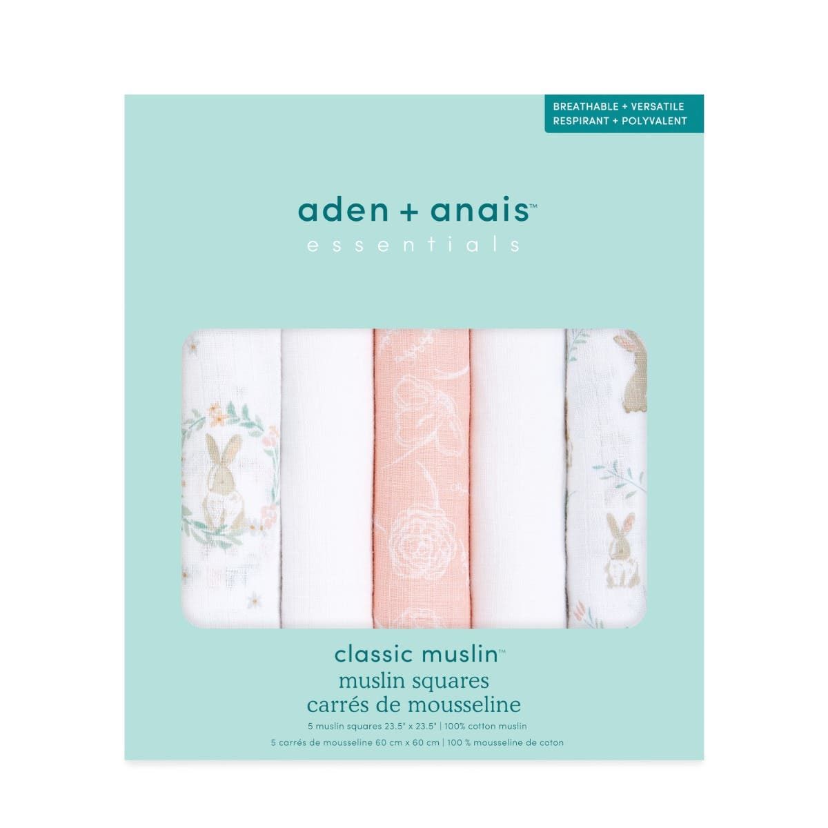 Essentials Cotton Muslin Musy Squares 5 Pack