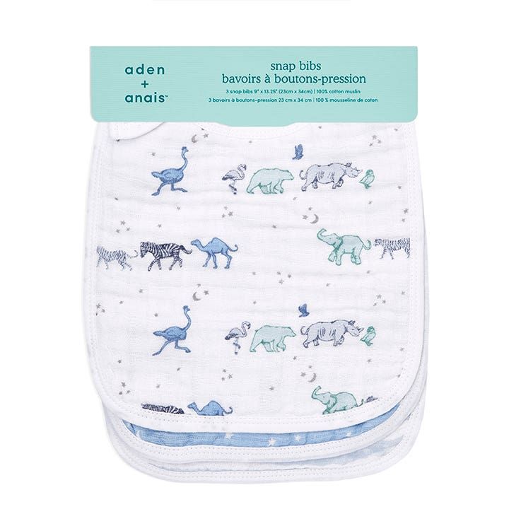 Boutique 100% Cotton Muslin Snap Bibs 3 Pack
