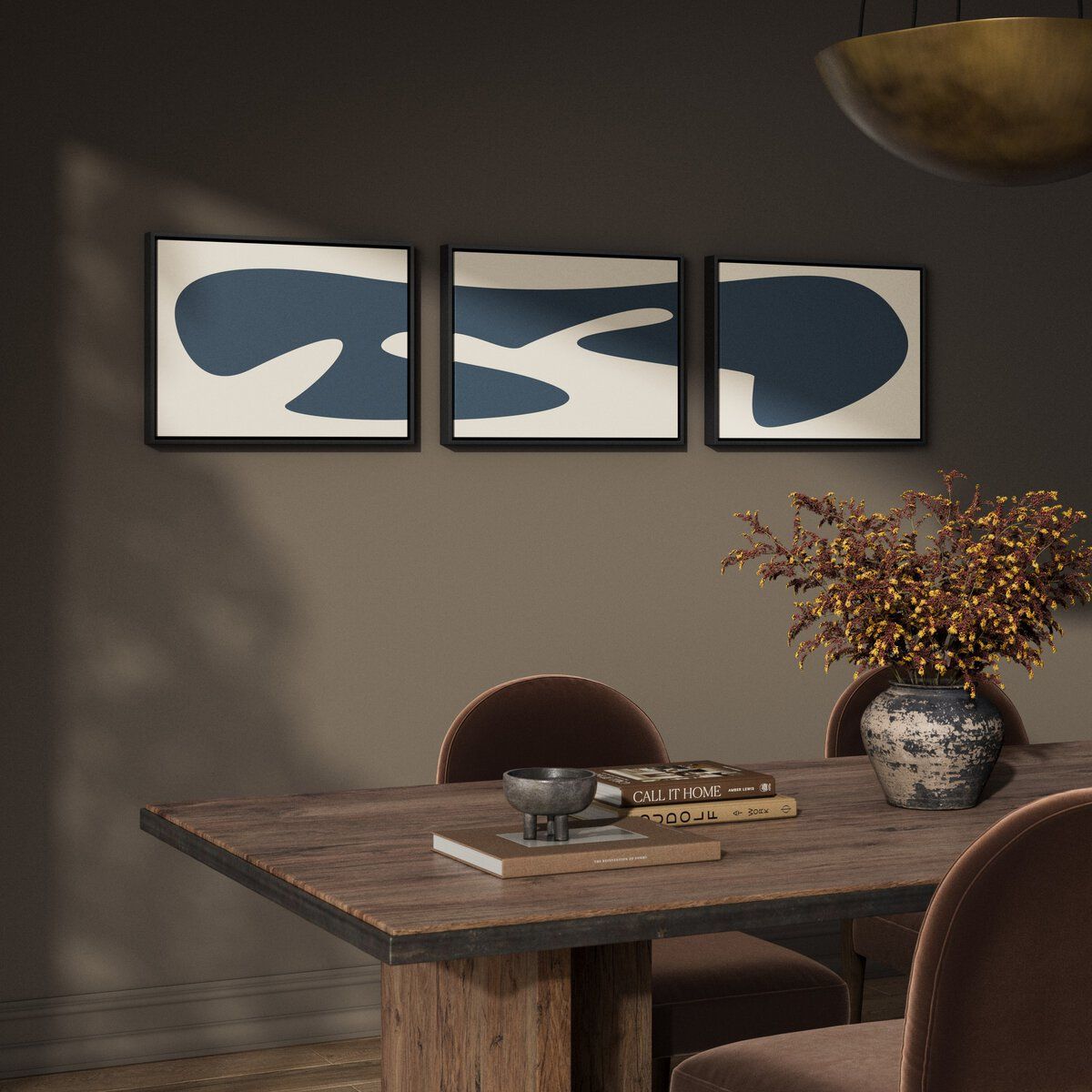 Organic Curves 3 Triptych By Fh Art Studio