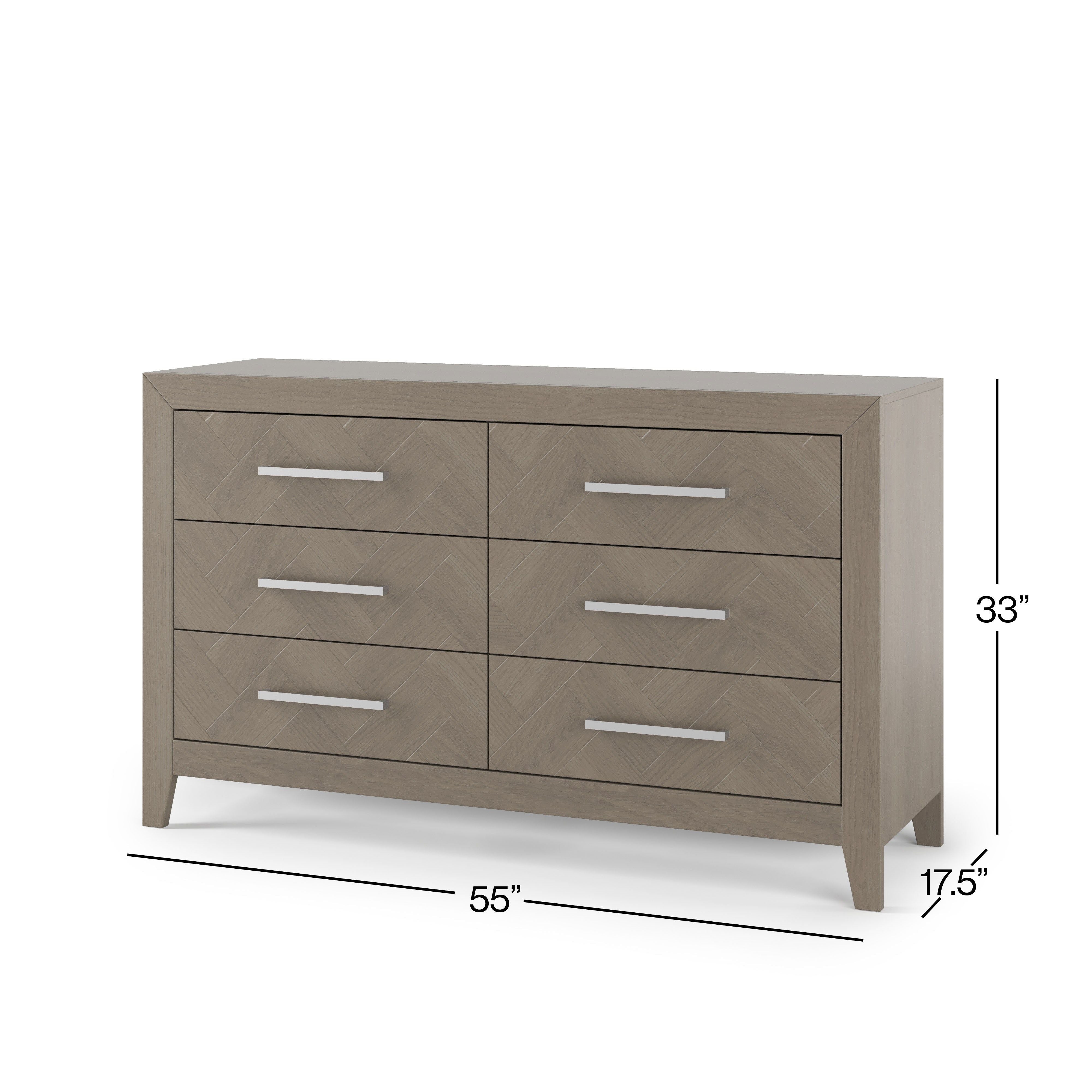 Kieran 6-Drawer Double Dresser, Crescent Gray