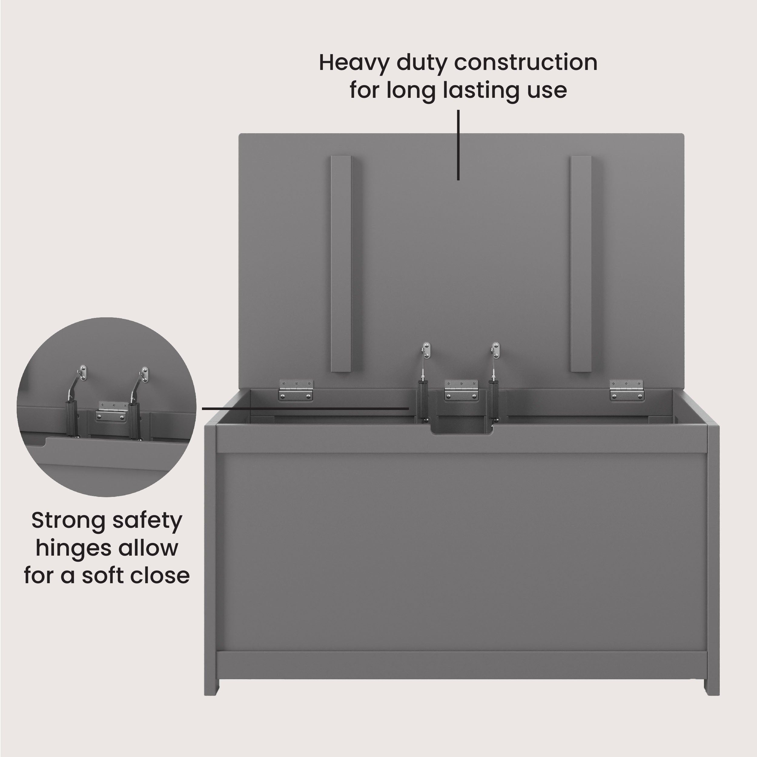 Harmony 33" Kids Toy Box, Cool Gray