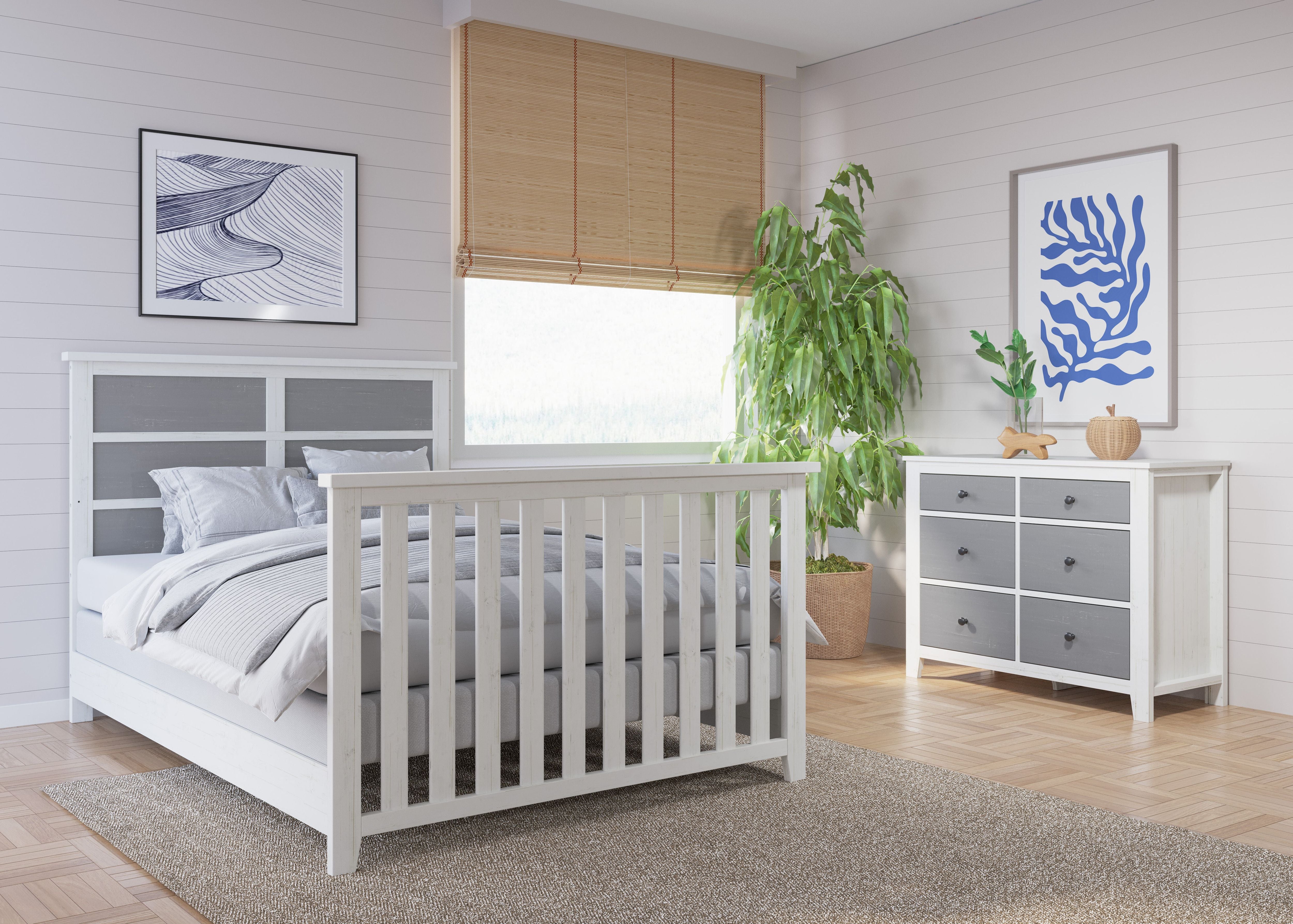 Full-Size Bed Rails, White/Gray