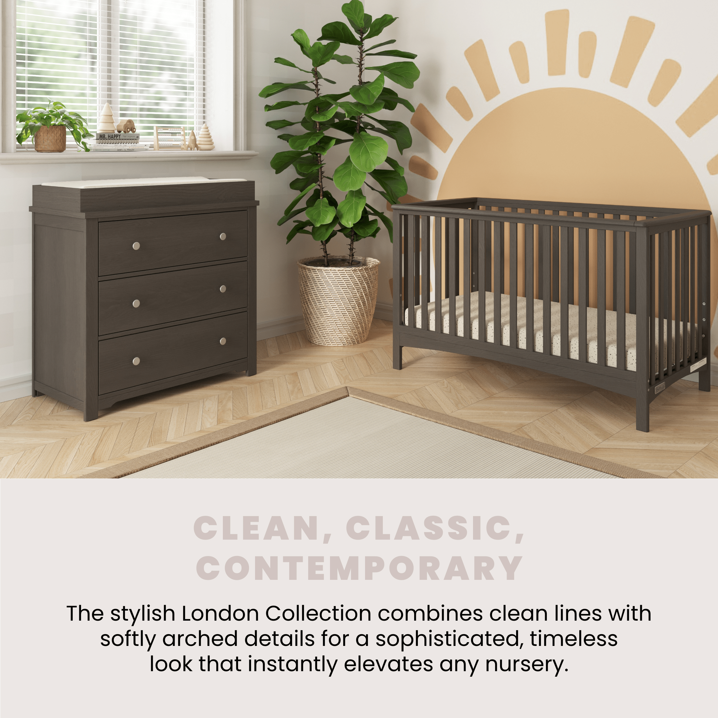 London 4-in-1 Convertible Crib, Dapper Gray