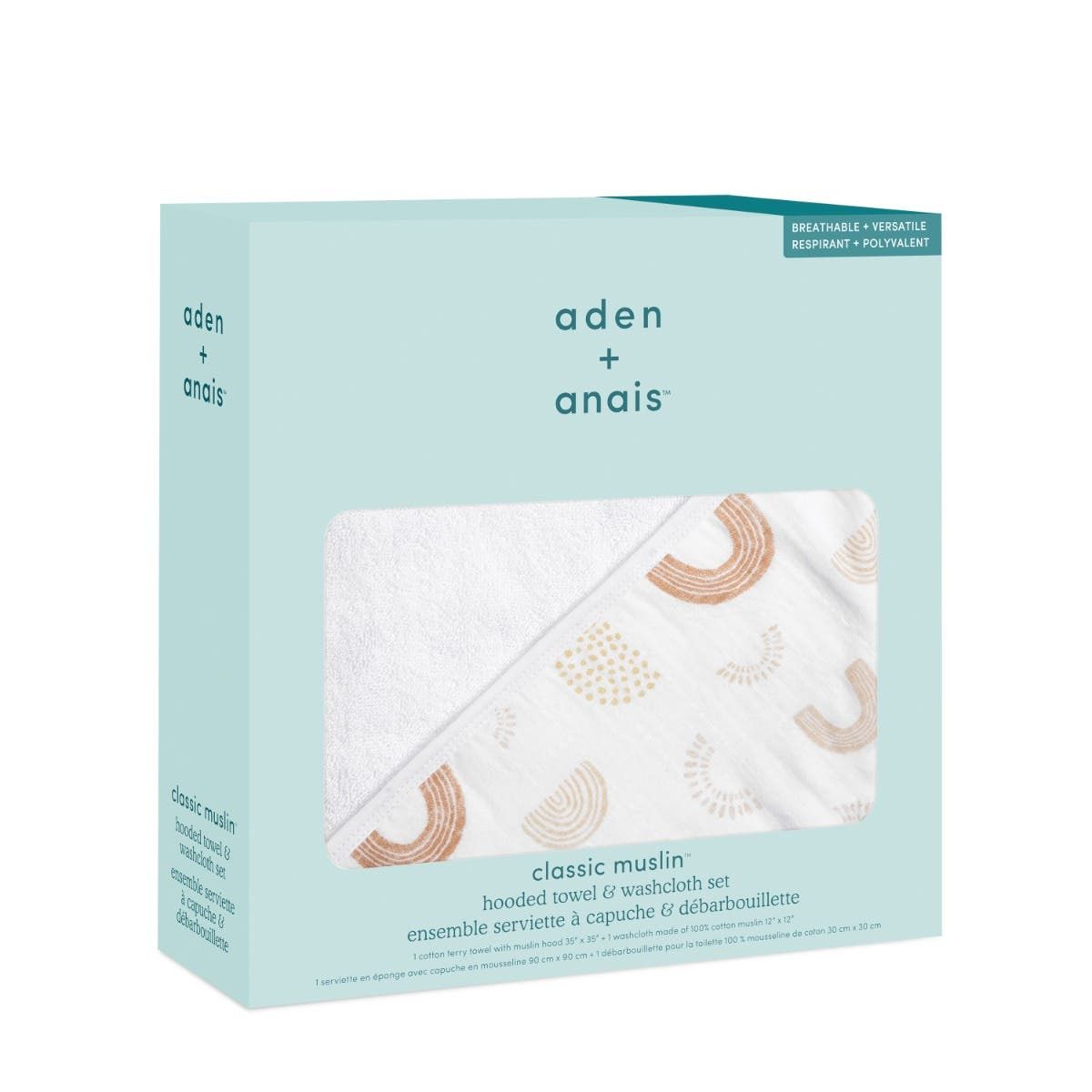 Boutique 100% Cotton Oversized Muslin Backed Towel + Washcloth Set