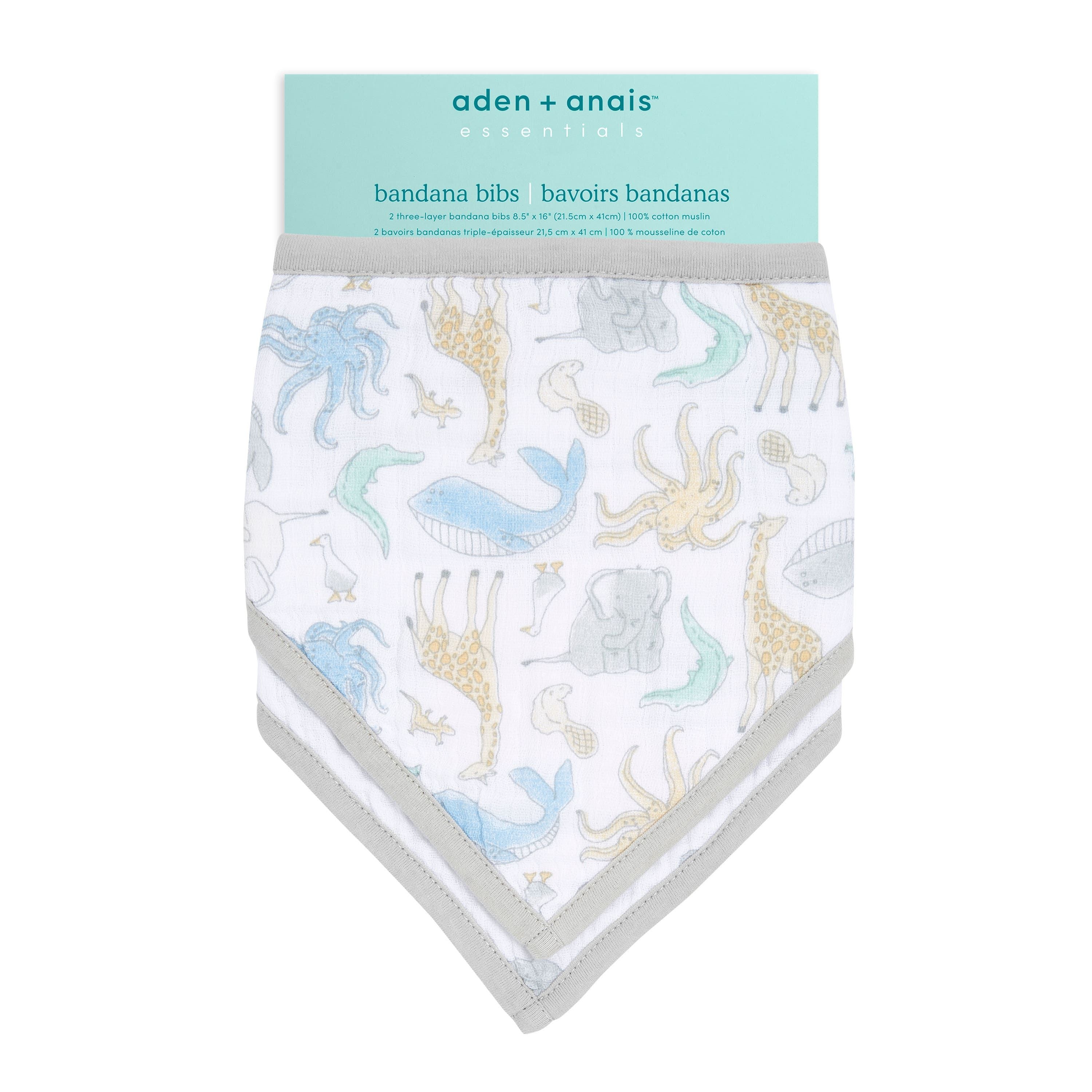 Essentials Cotton Muslin Bandana Bibs 2 Pack
