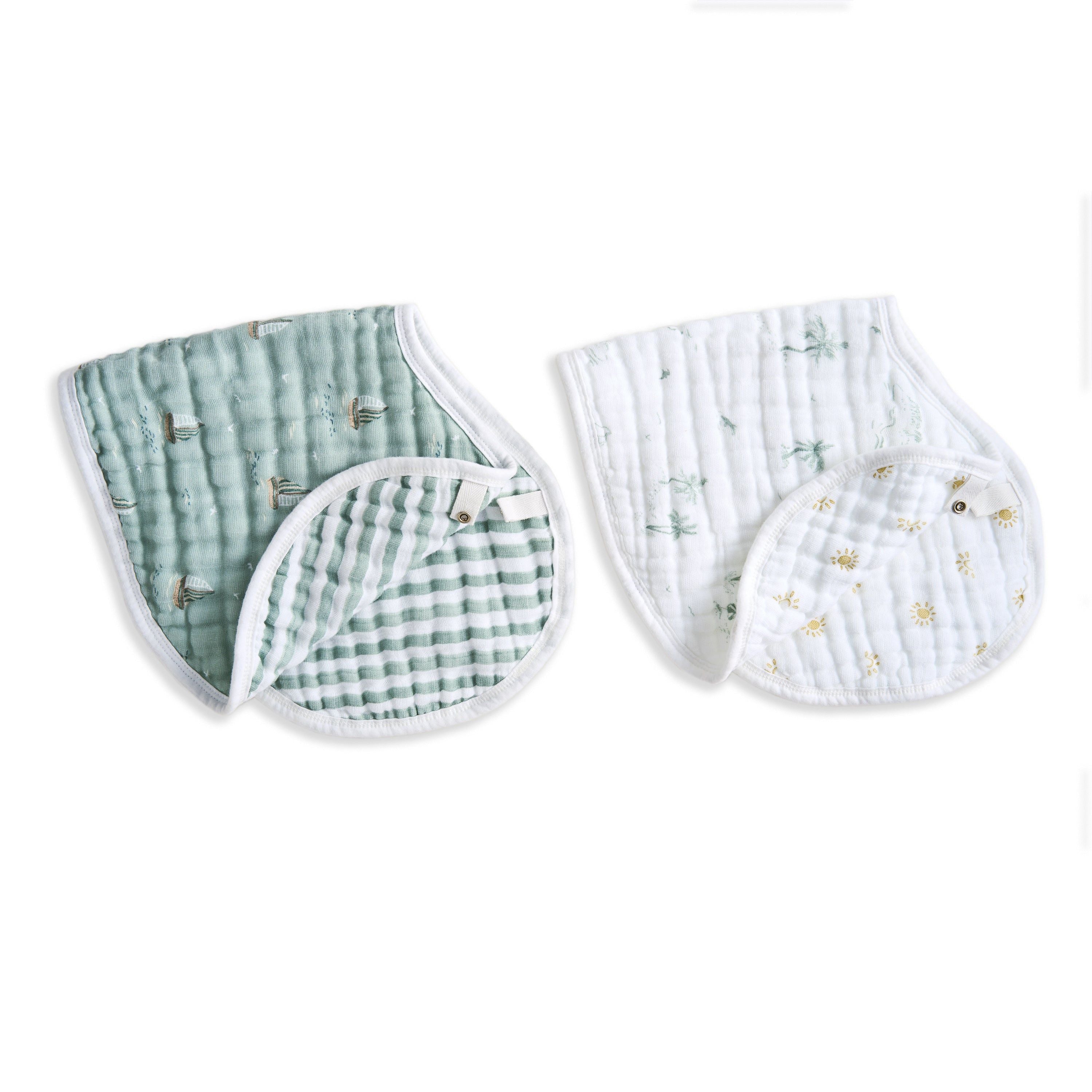 Organic Cotton Muslin Burpy Bibs 2 Pack